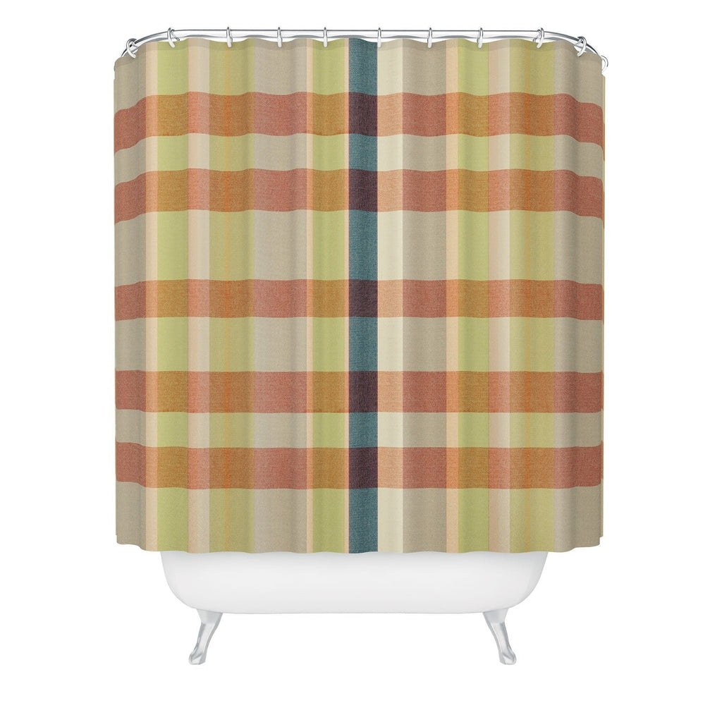 Marta Barragan Camarasa Retro Picnic Plaid Warm Tones Shower Curtain