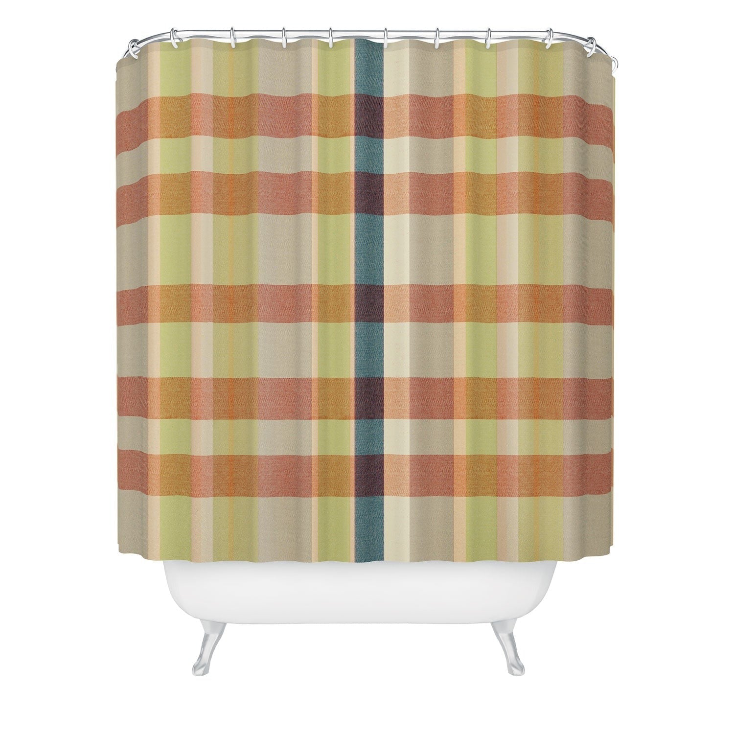 Marta Barragan Camarasa Retro Picnic Plaid Warm Tones Shower Curtain