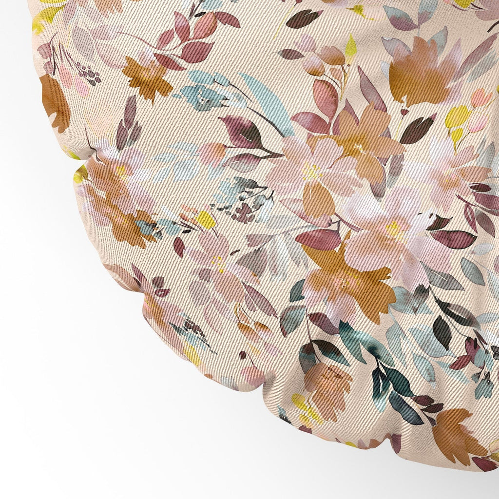 Ninola Design Botanic Retreat Floral Oleander Whimsical Soft Pink Floor Pillow Round