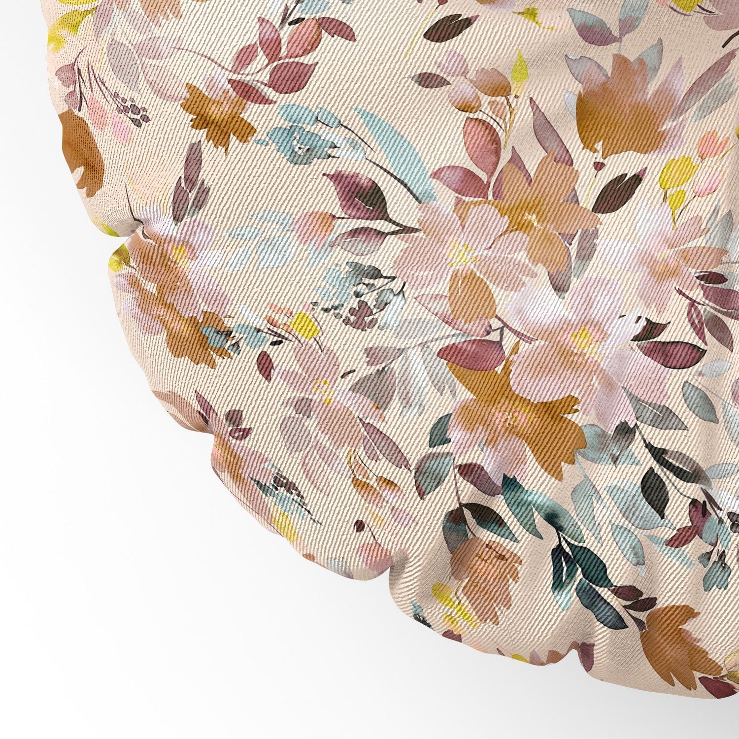 Ninola Design Botanic Retreat Floral Oleander Whimsical Soft Pink Floor Pillow Round