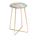 Ninola Design Botanic Retreat Watercolor Stripes Green Orange Red Counter Stool
