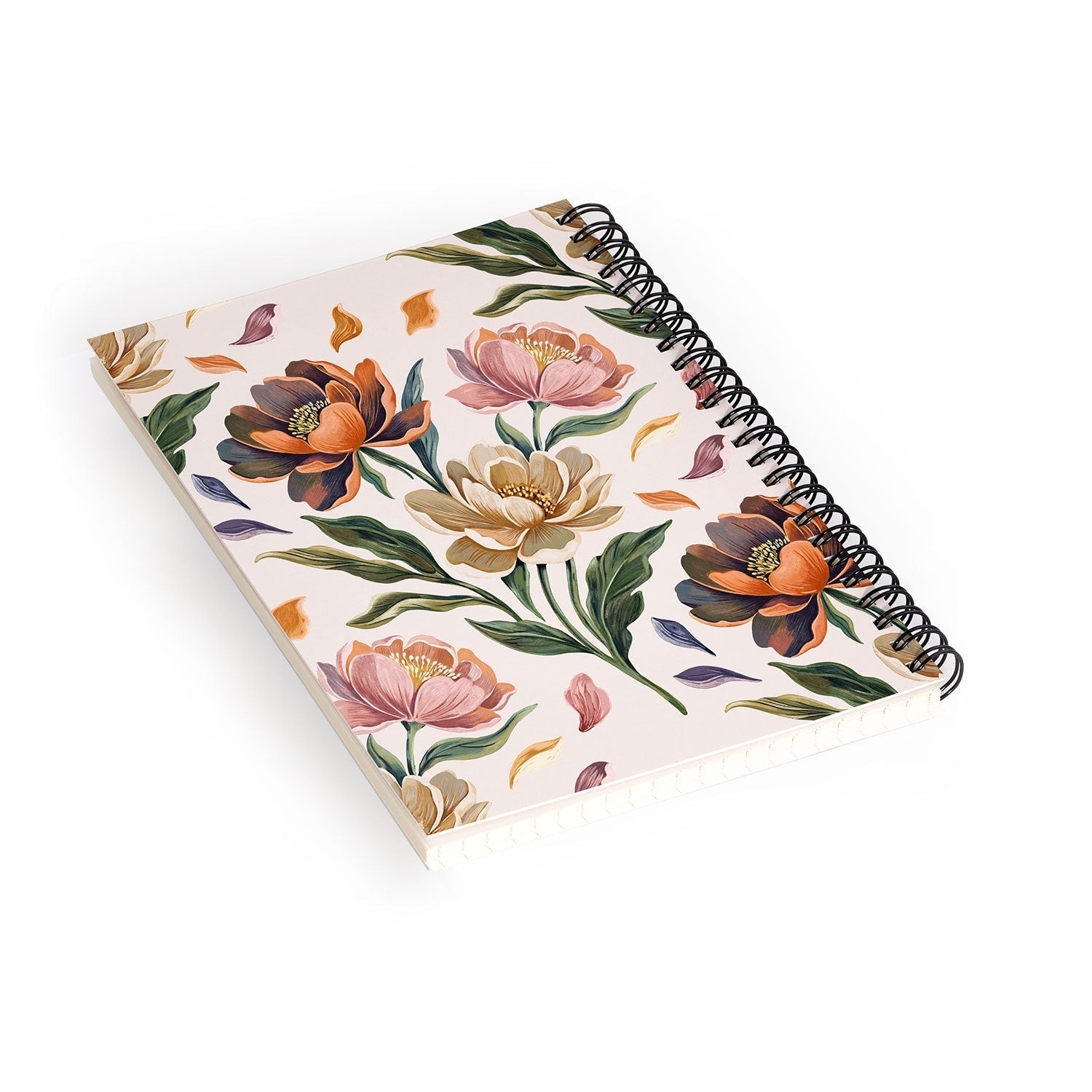 Marta Barragan Camarasa Hand Painted Peony Florals Spiral Notebook