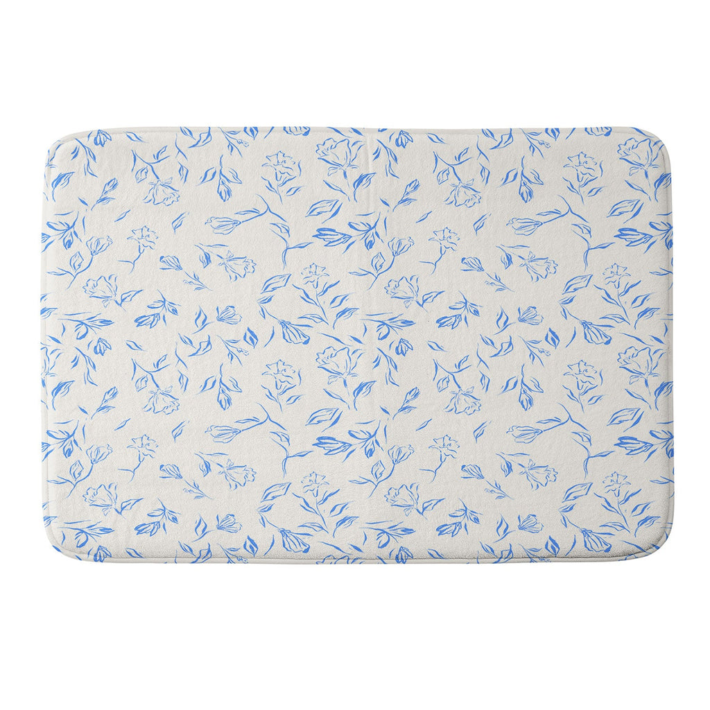 LouBruzzoni Romantic blue Memory Foam Bath Mat