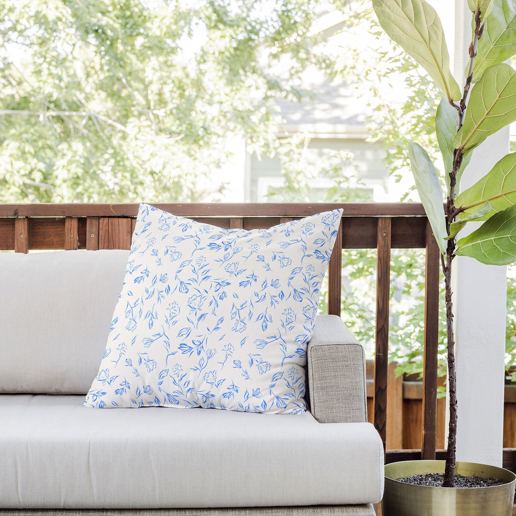 LouBruzzoni Romantic blue Outdoor Throw Pillow