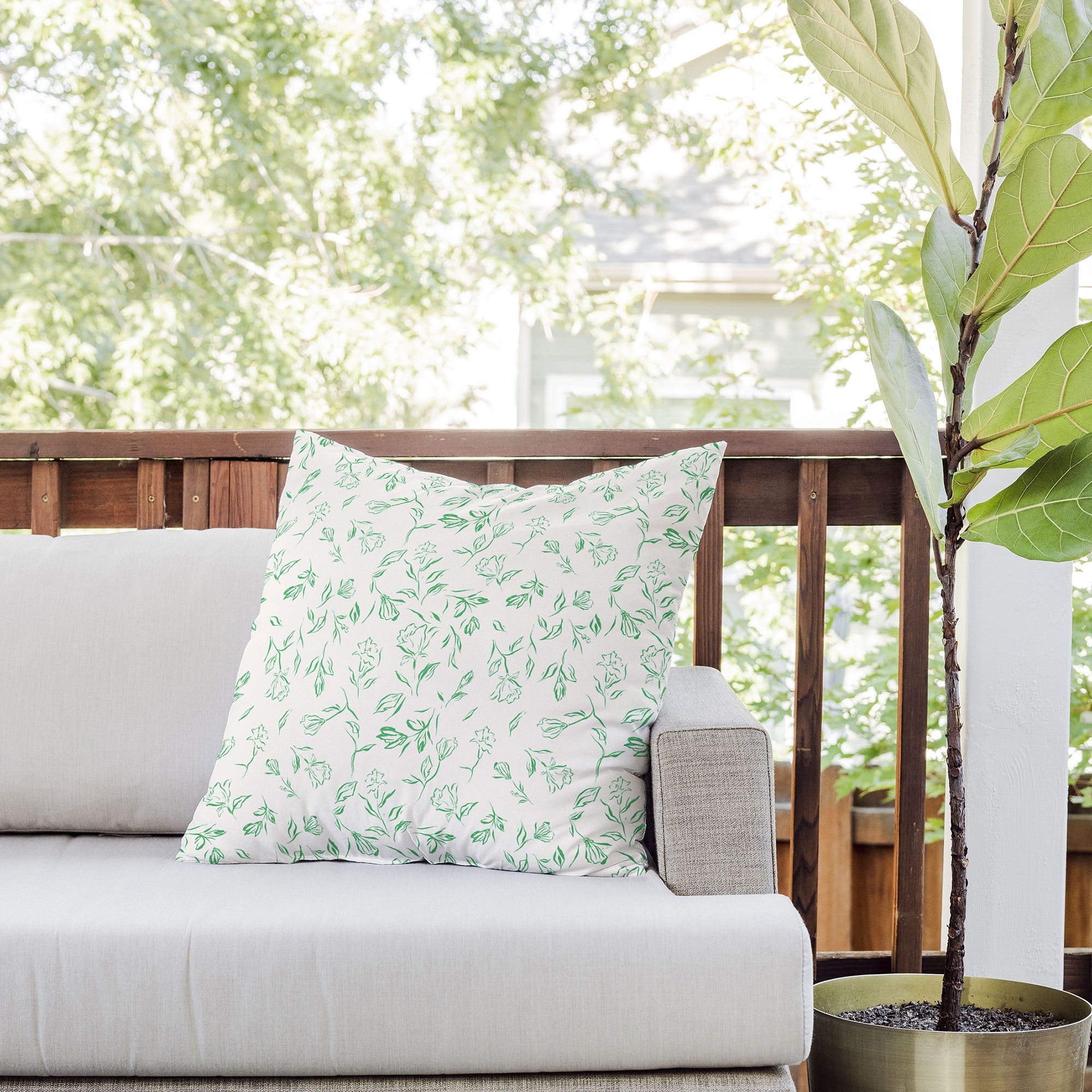 LouBruzzoni Romantic green Outdoor Throw Pillow