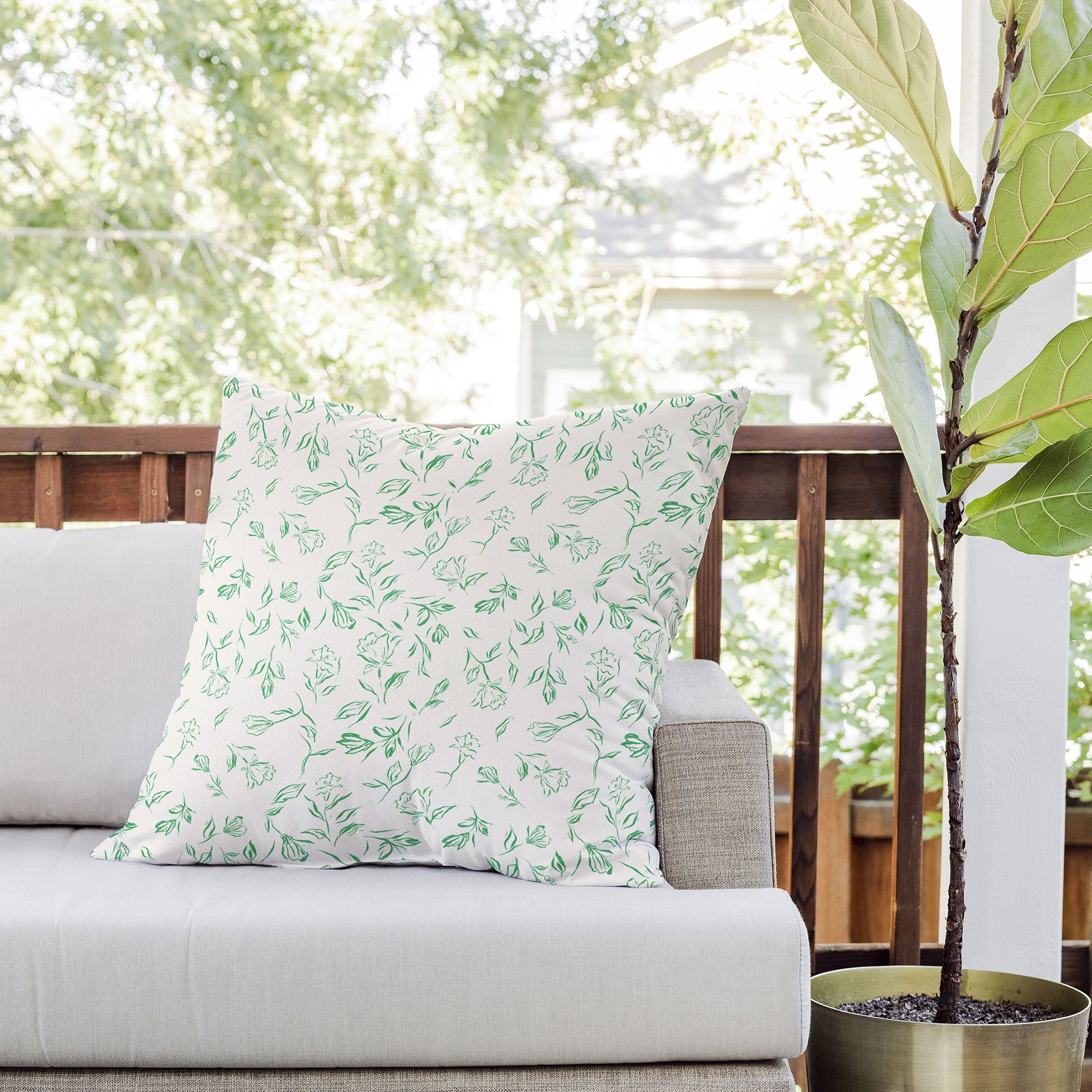 LouBruzzoni Romantic green Outdoor Throw Pillow