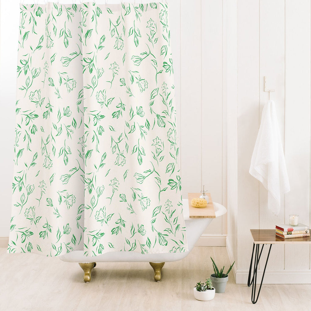 LouBruzzoni Romantic green Shower Curtain