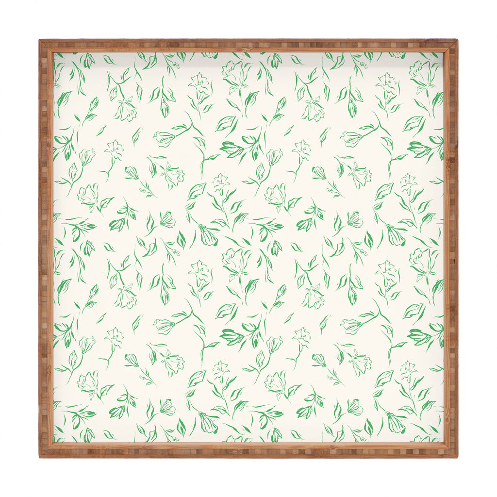LouBruzzoni Romantic green Square Tray