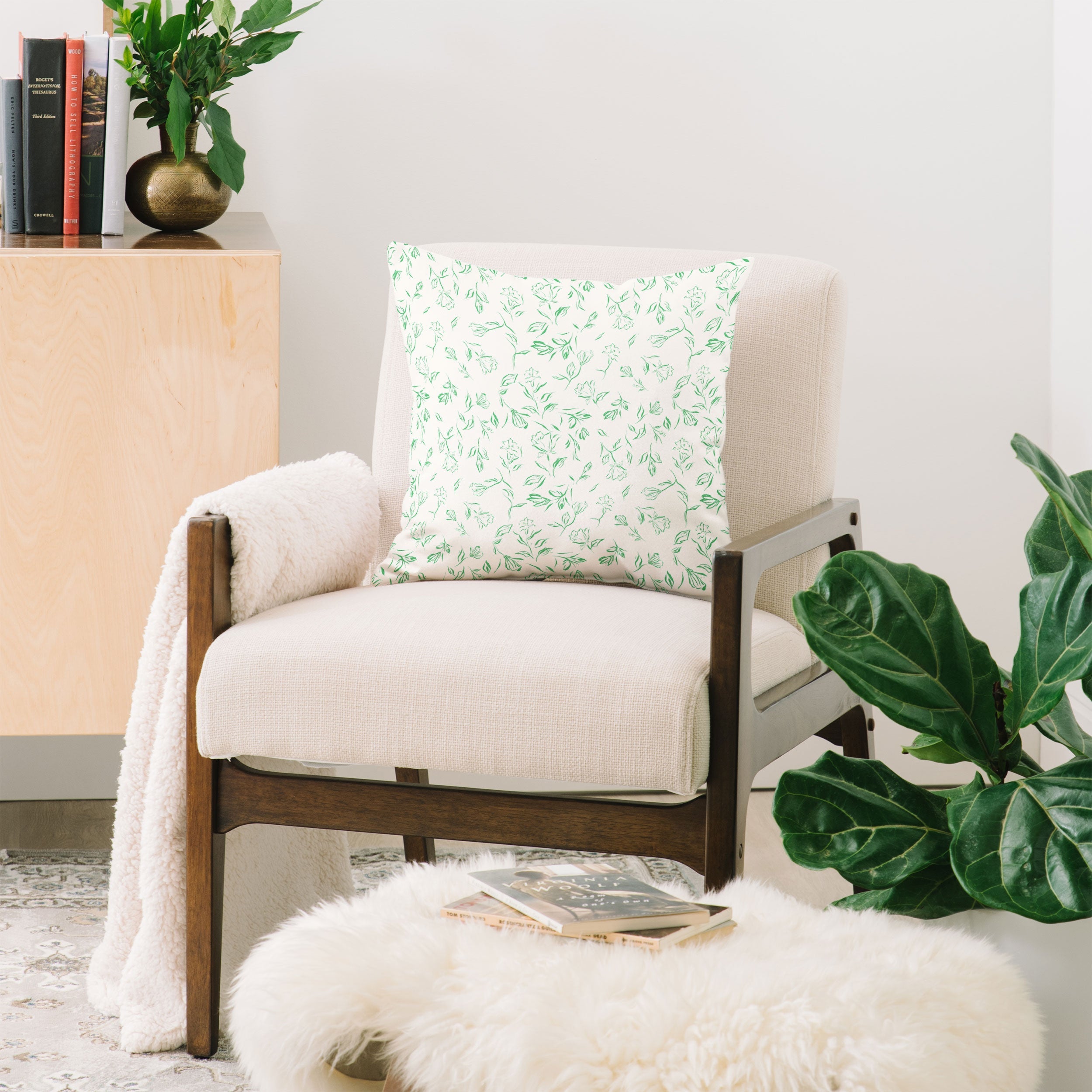 LouBruzzoni Romantic green Throw Pillow