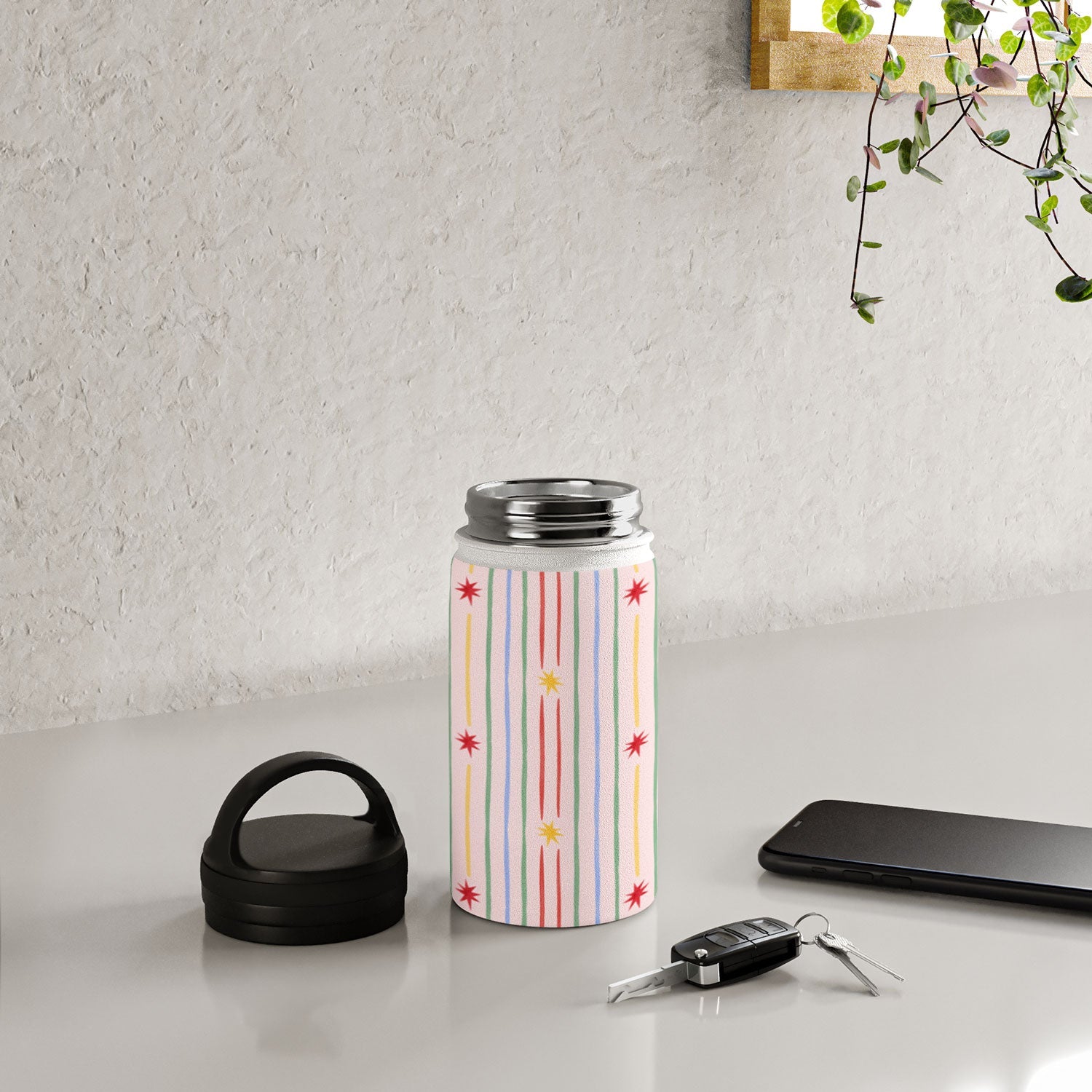 Love_Ryming Festive Starry Stripes Water Bottle