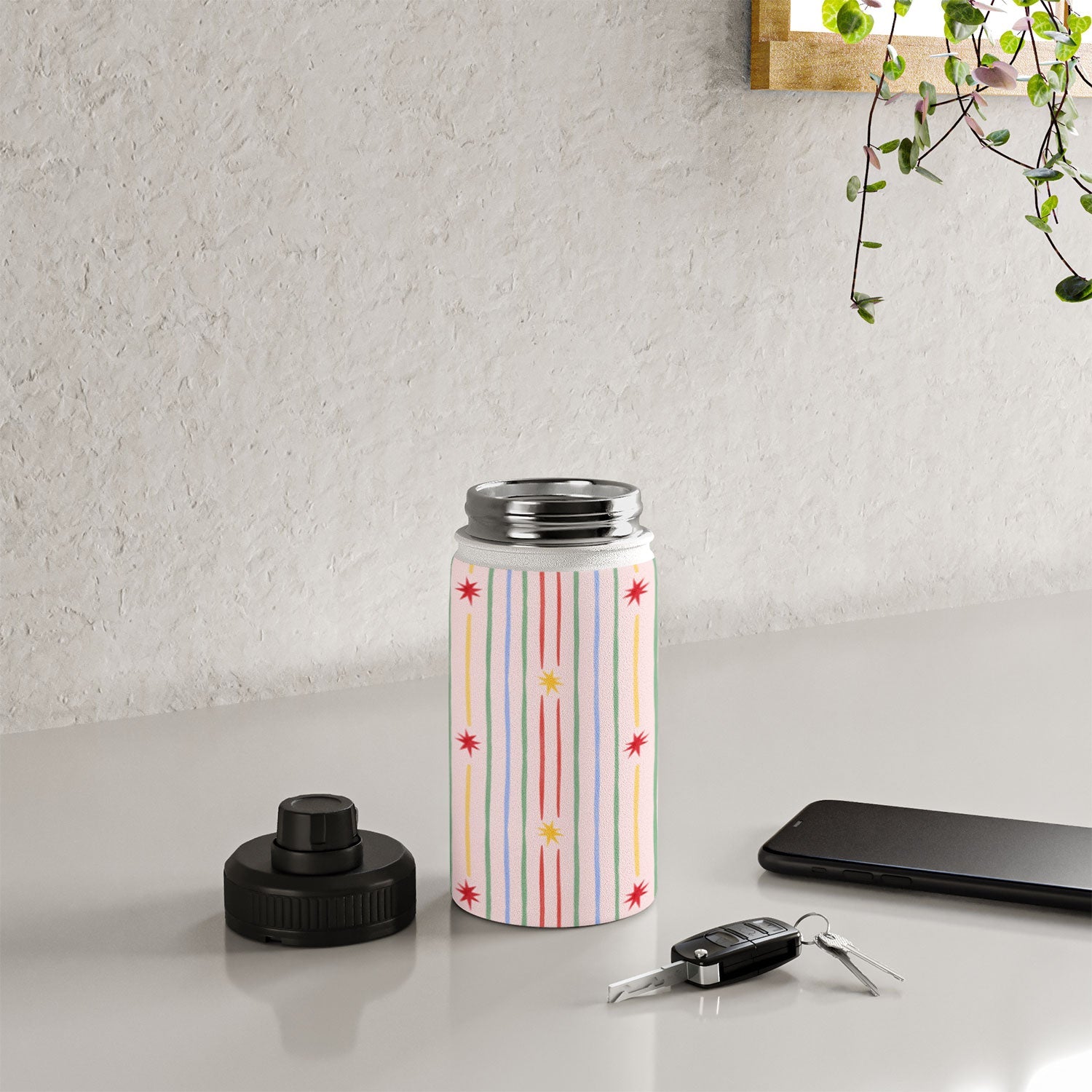 Love_Ryming Festive Starry Stripes Water Bottle