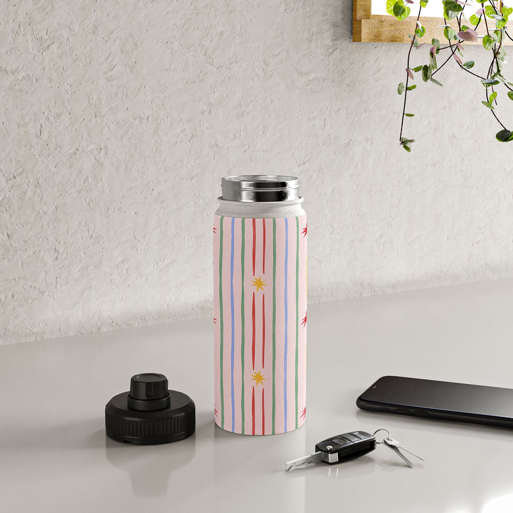 Love_Ryming Festive Starry Stripes Water Bottle