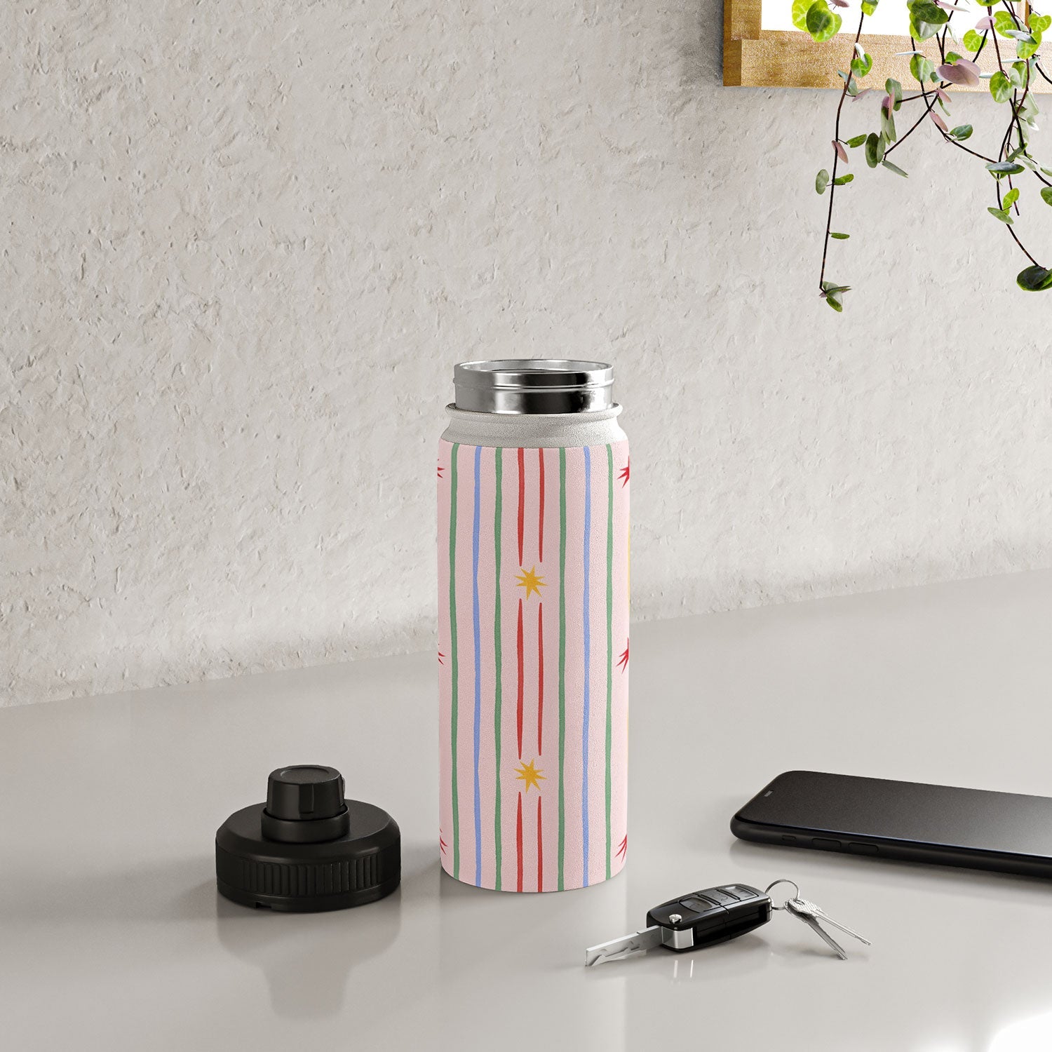 Love_Ryming Festive Starry Stripes Water Bottle