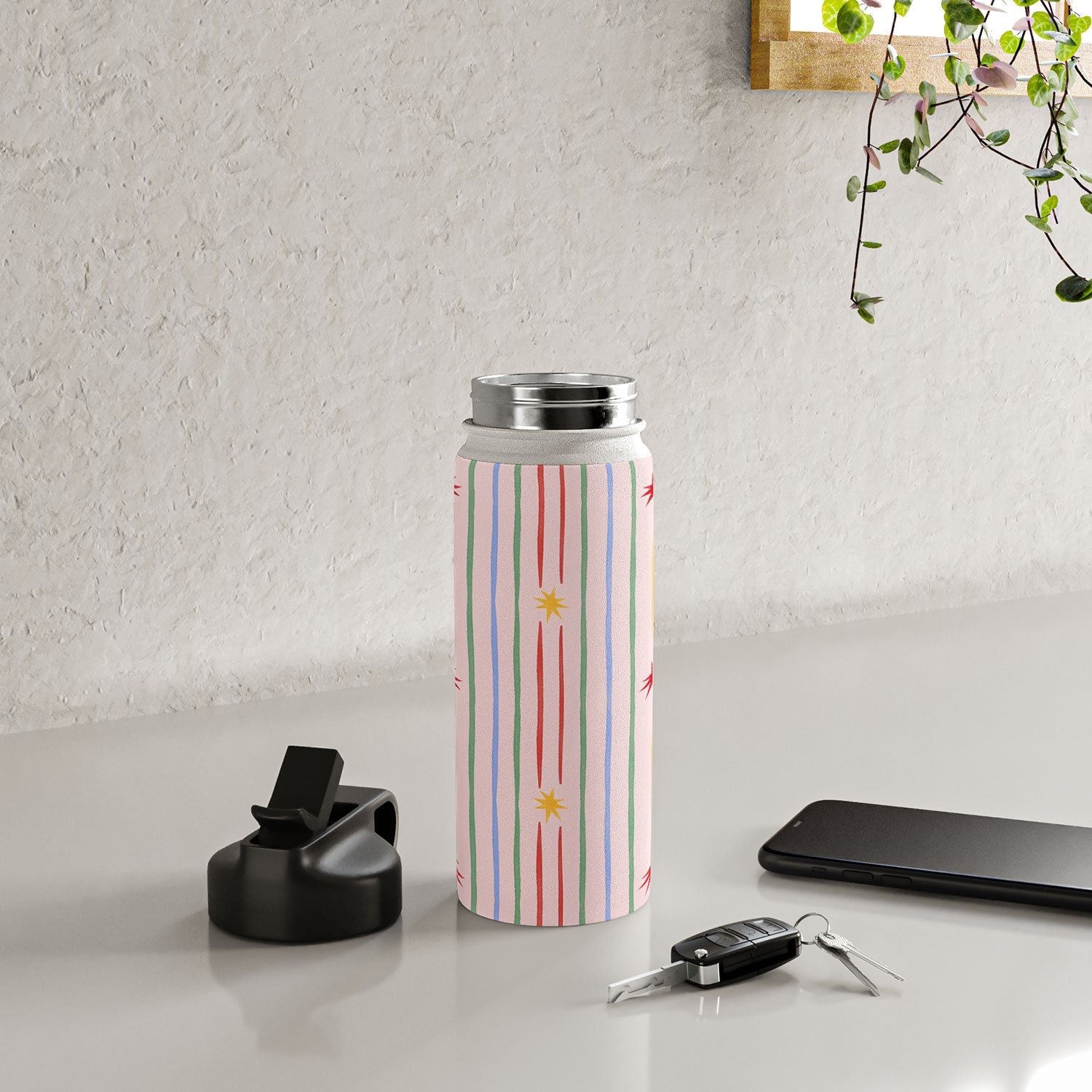 Love_Ryming Festive Starry Stripes Water Bottle