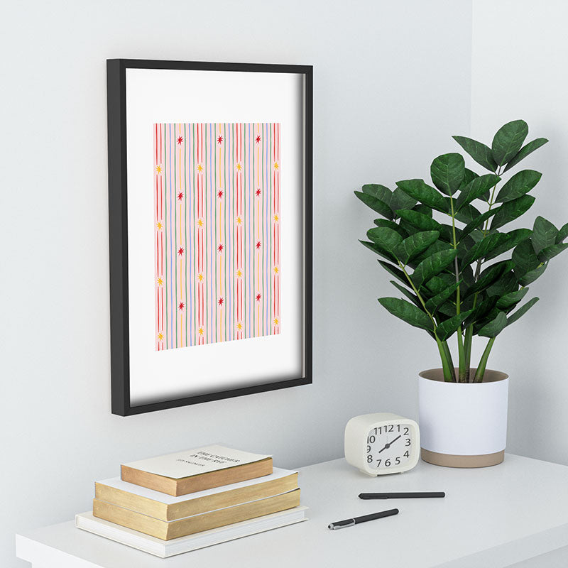 Love_Ryming Festive Starry Stripes Recessed Framing Rectangle