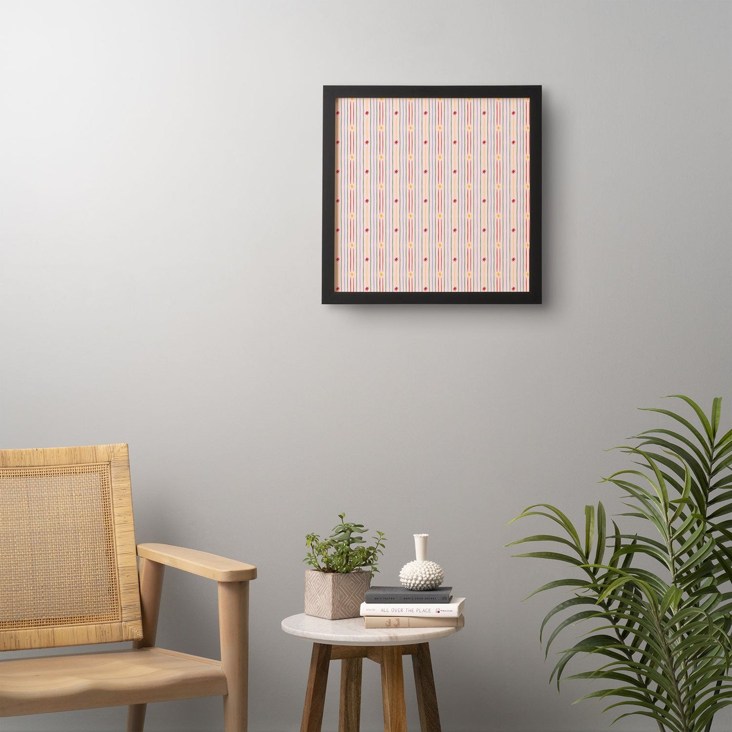 Love_Ryming Festive Starry Stripes Framed Wall Art