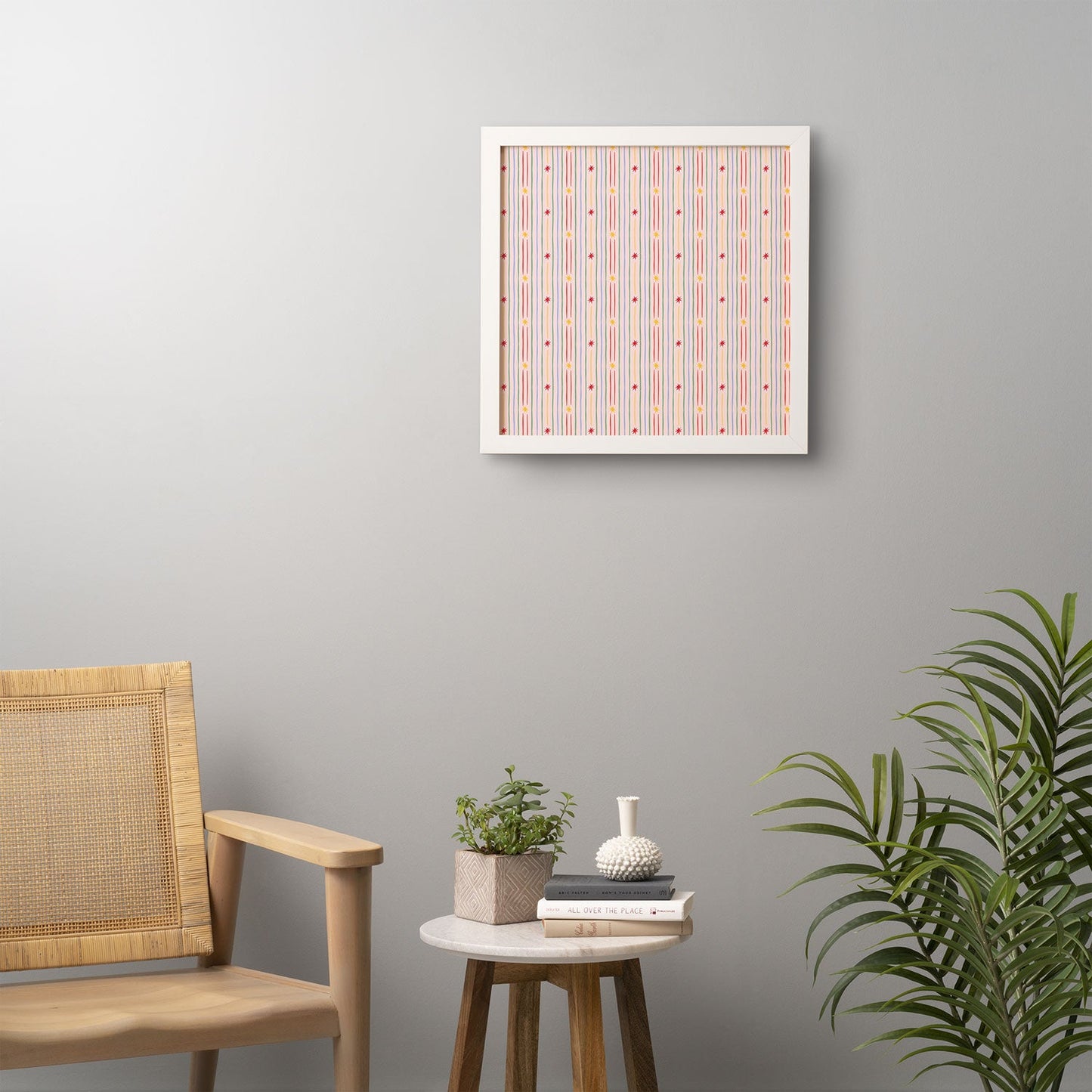 Love_Ryming Festive Starry Stripes Framed Wall Art