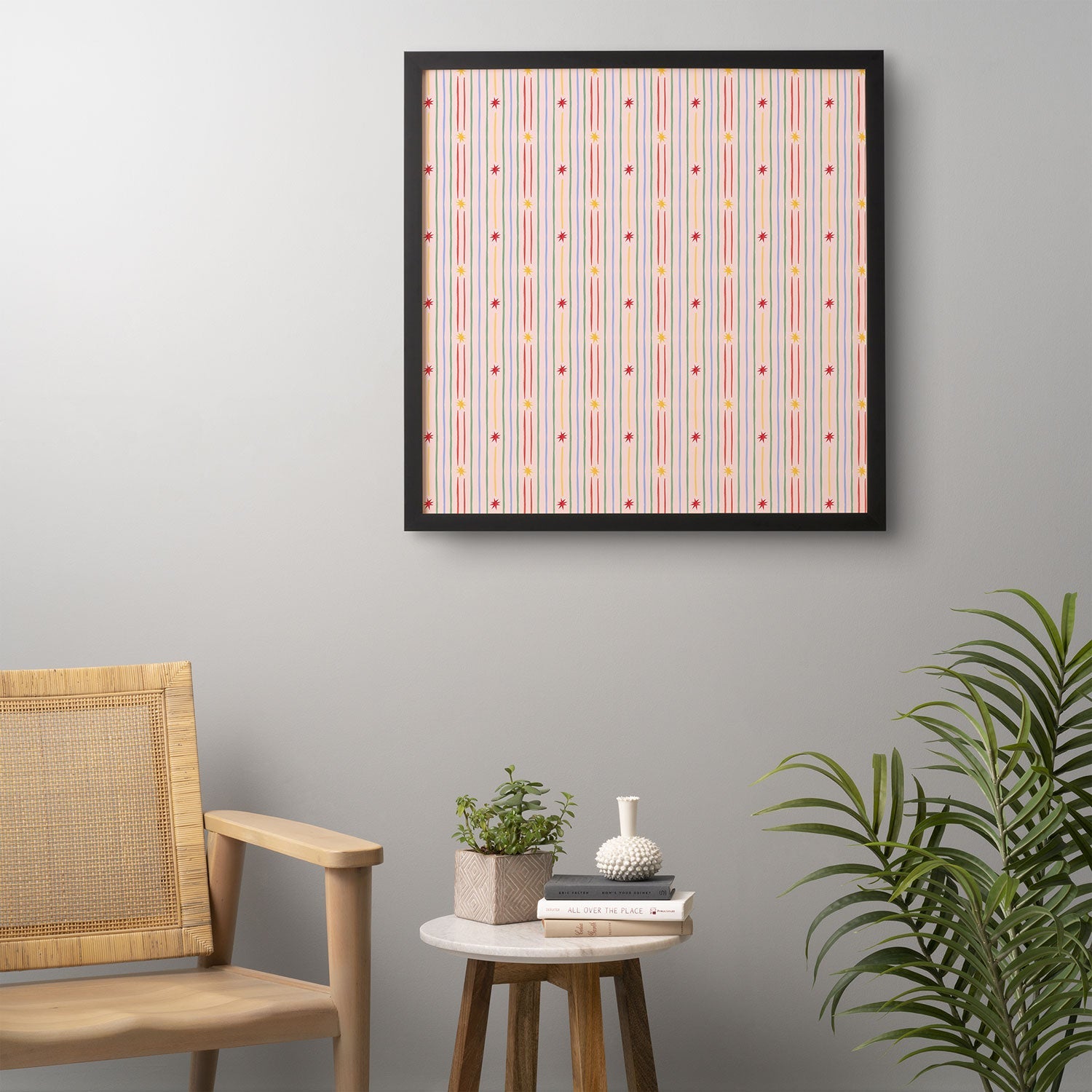 Love_Ryming Festive Starry Stripes Framed Wall Art