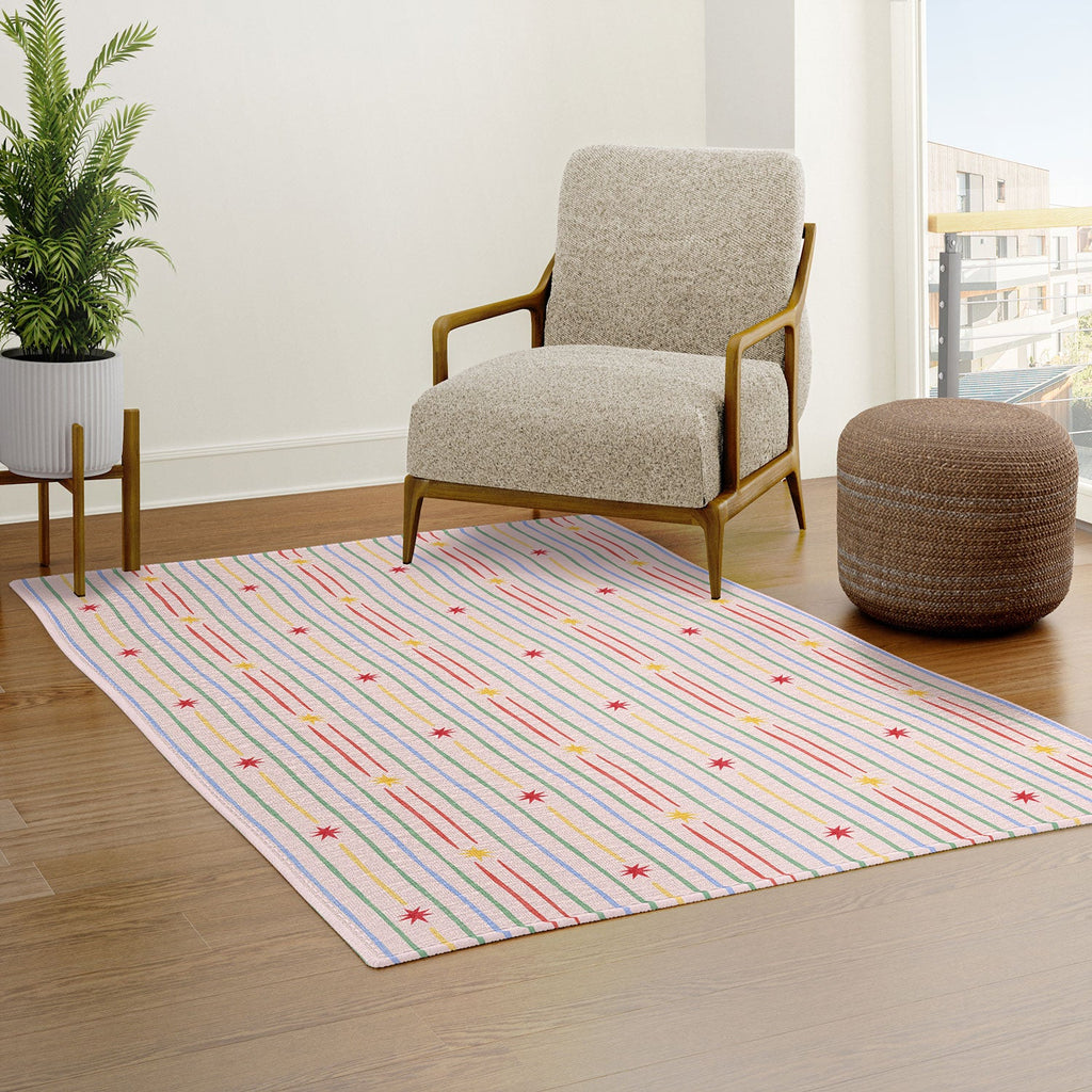 Love_Ryming Festive Starry Stripes Area Rug