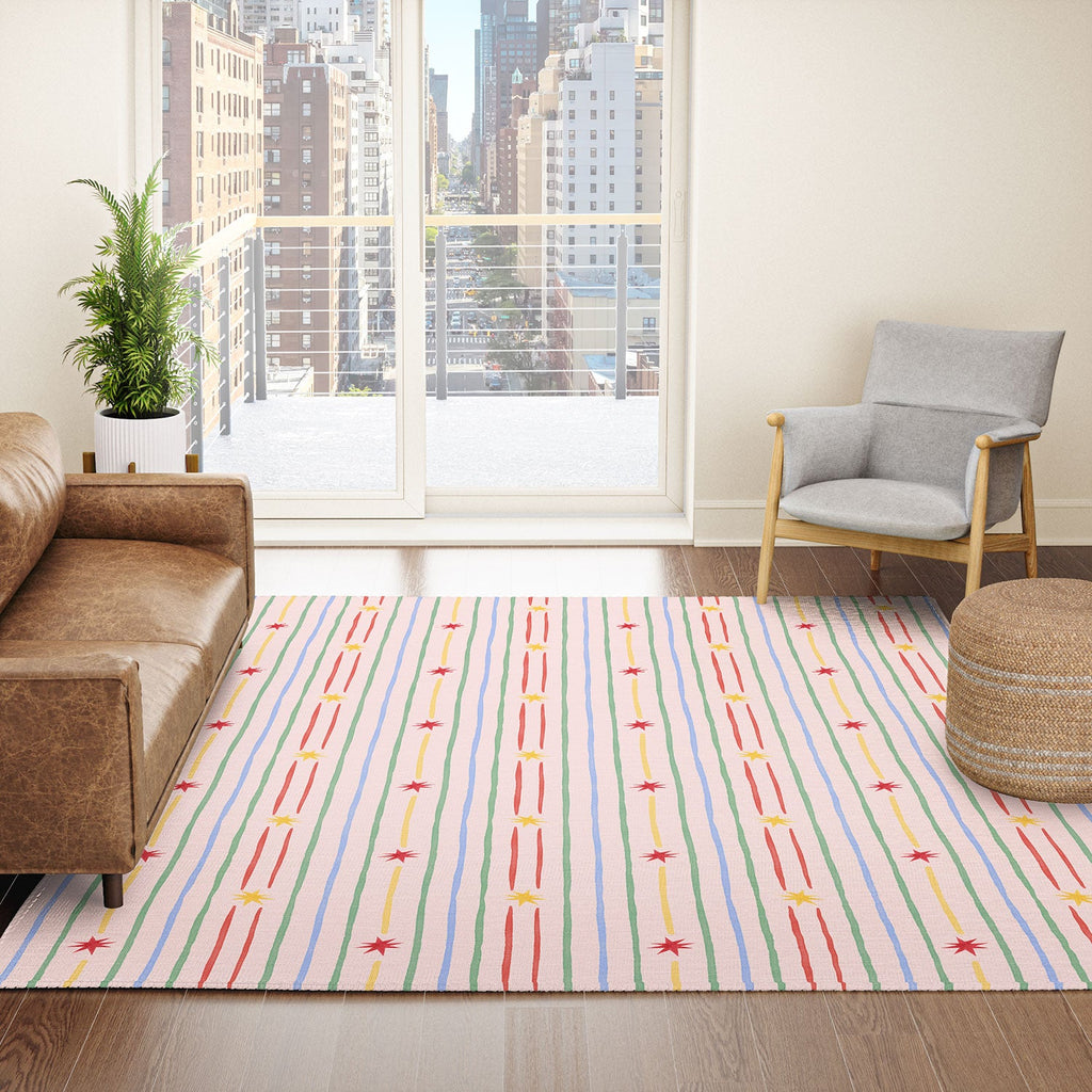 Love_Ryming Festive Starry Stripes Area Rug