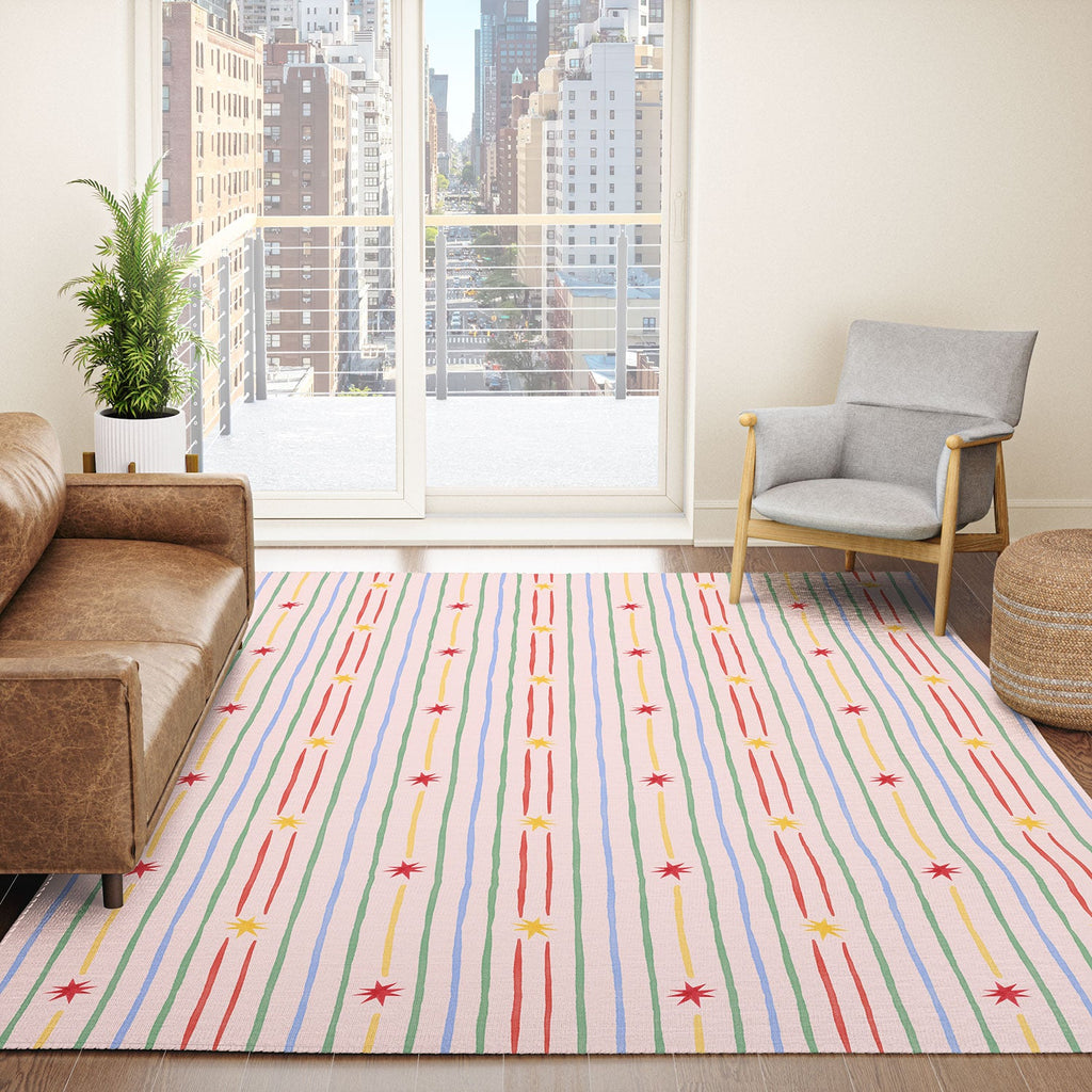 Love_Ryming Festive Starry Stripes Area Rug