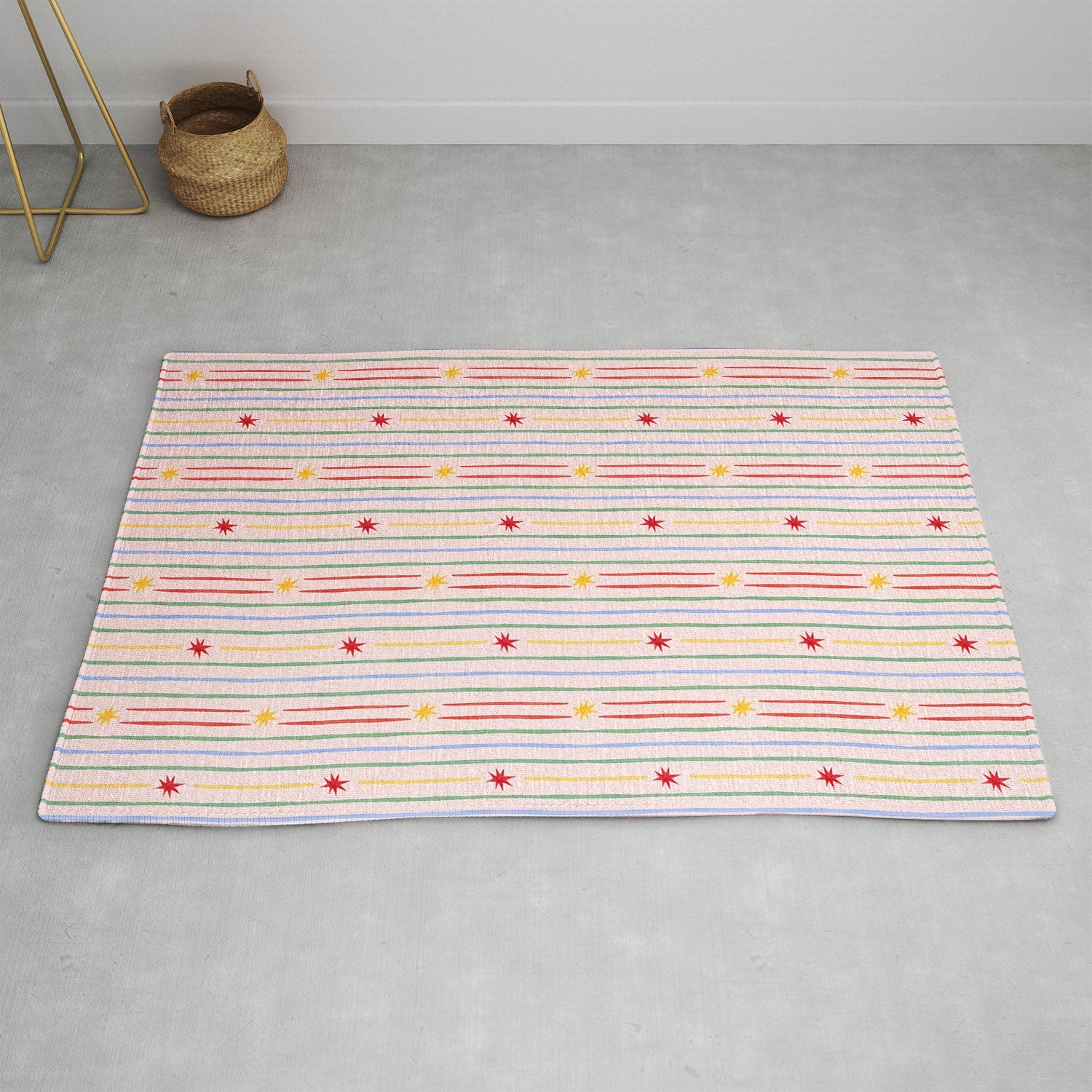 Love_Ryming Festive Starry Stripes Area Rug