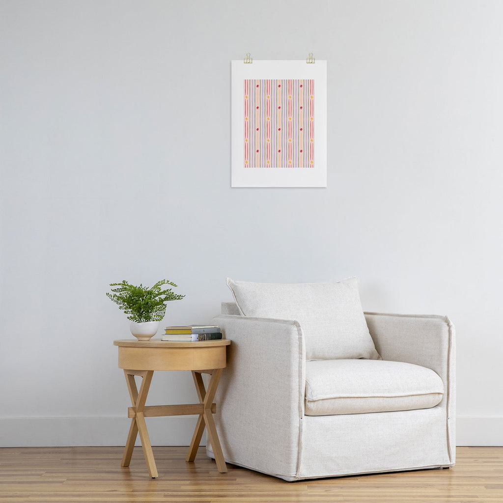 Love_Ryming Festive Starry Stripes Art Print