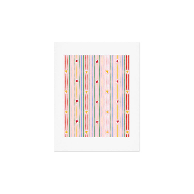 Love_Ryming Festive Starry Stripes Art Print