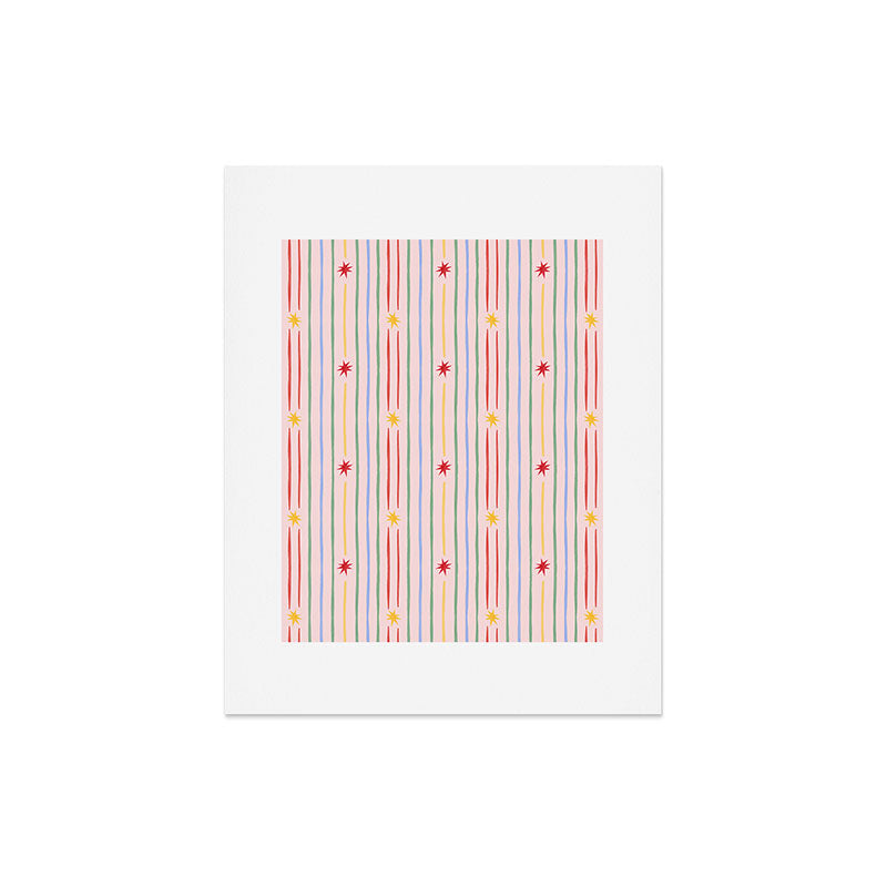 Love_Ryming Festive Starry Stripes Art Print