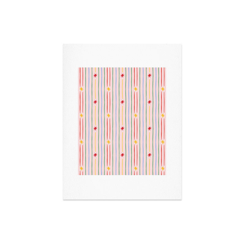 Love_Ryming Festive Starry Stripes Art Print