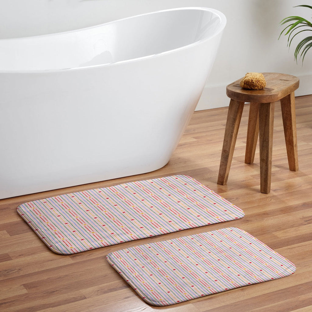 Love_Ryming Festive Starry Stripes Memory Foam Bath Mat