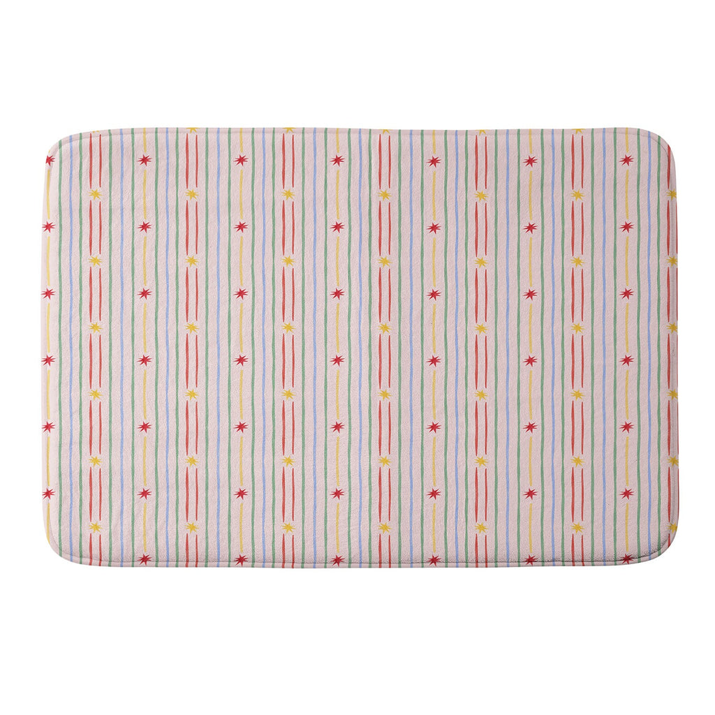 Love_Ryming Festive Starry Stripes Memory Foam Bath Mat