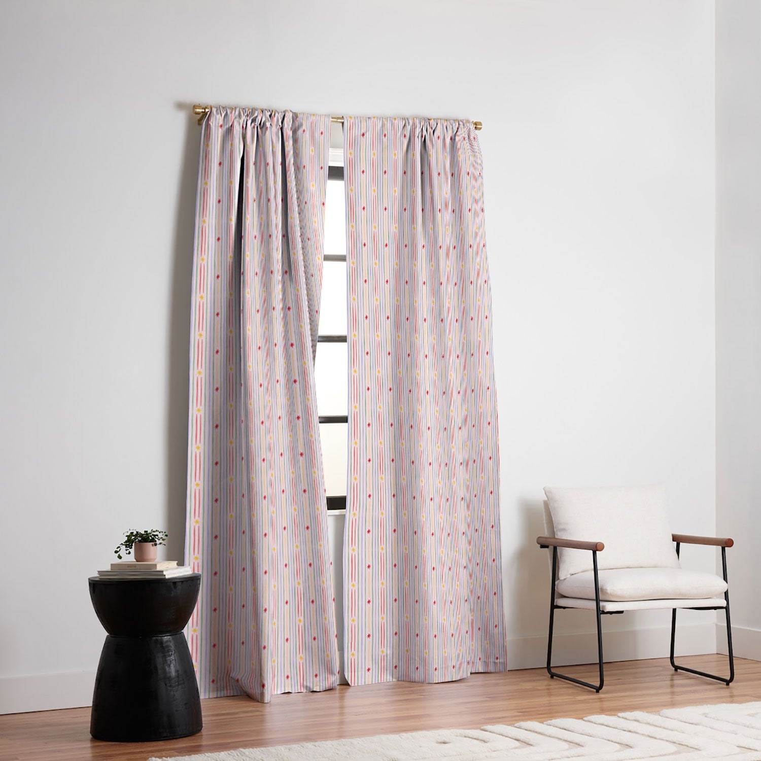 Love_Ryming Festive Starry Stripes Blackout Window Curtain