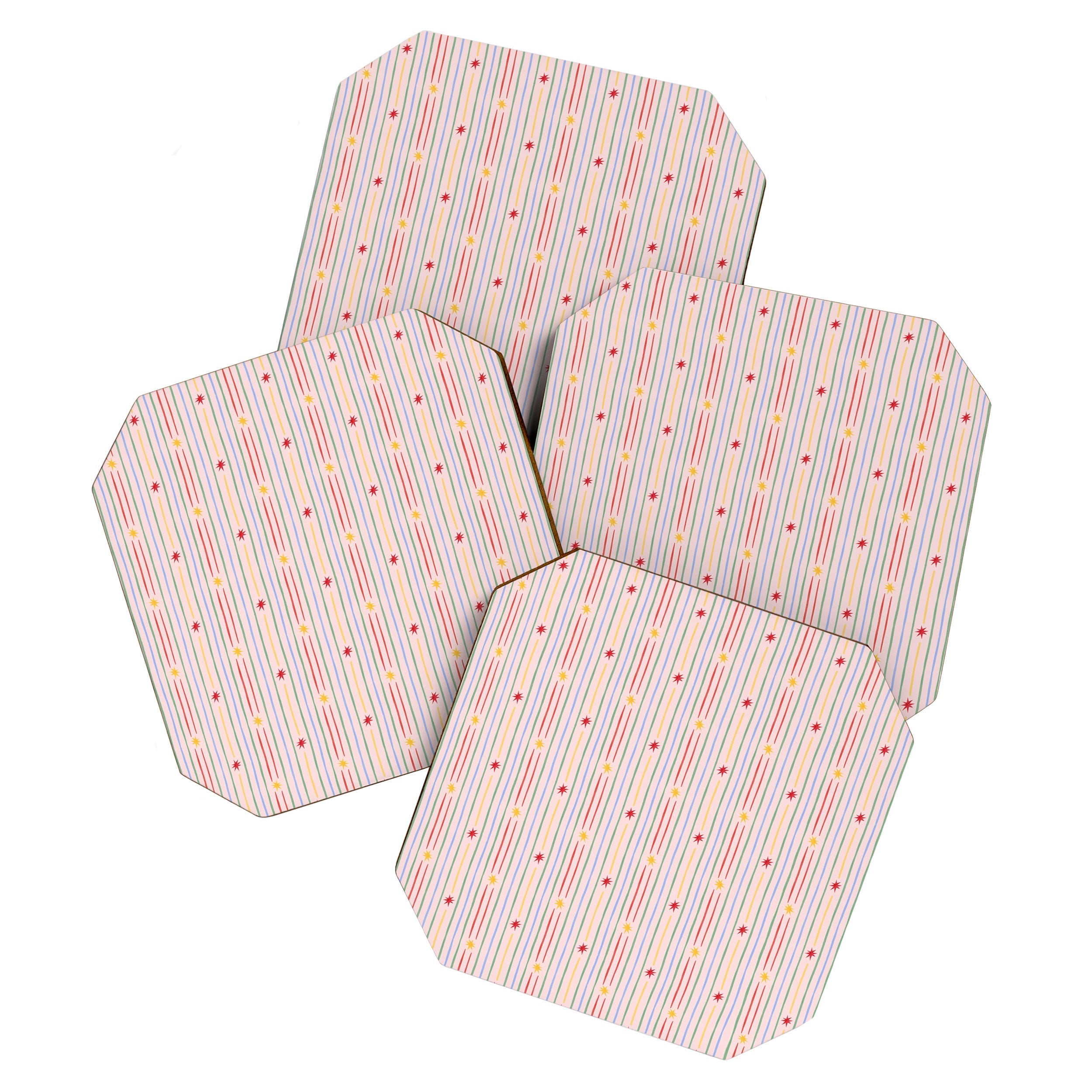 Love_Ryming Festive Starry Stripes Coaster Set