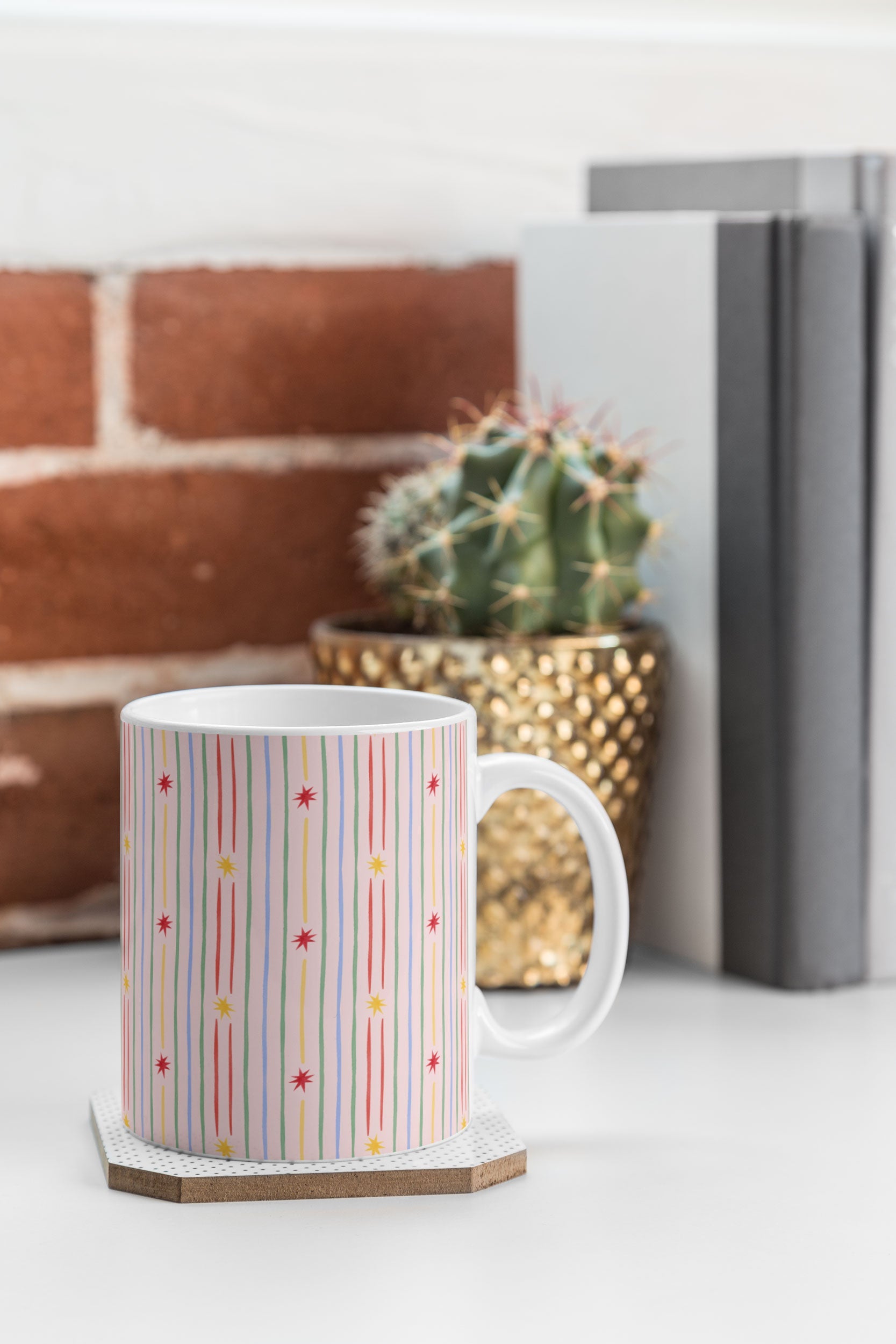 Love_Ryming Festive Starry Stripes Coffee Mug