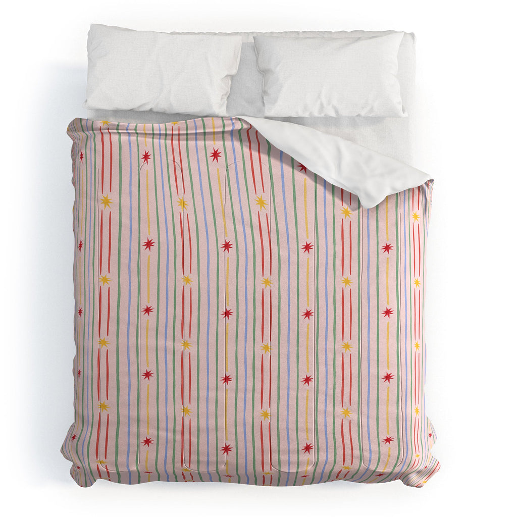Love_Ryming Festive Starry Stripes Comforter