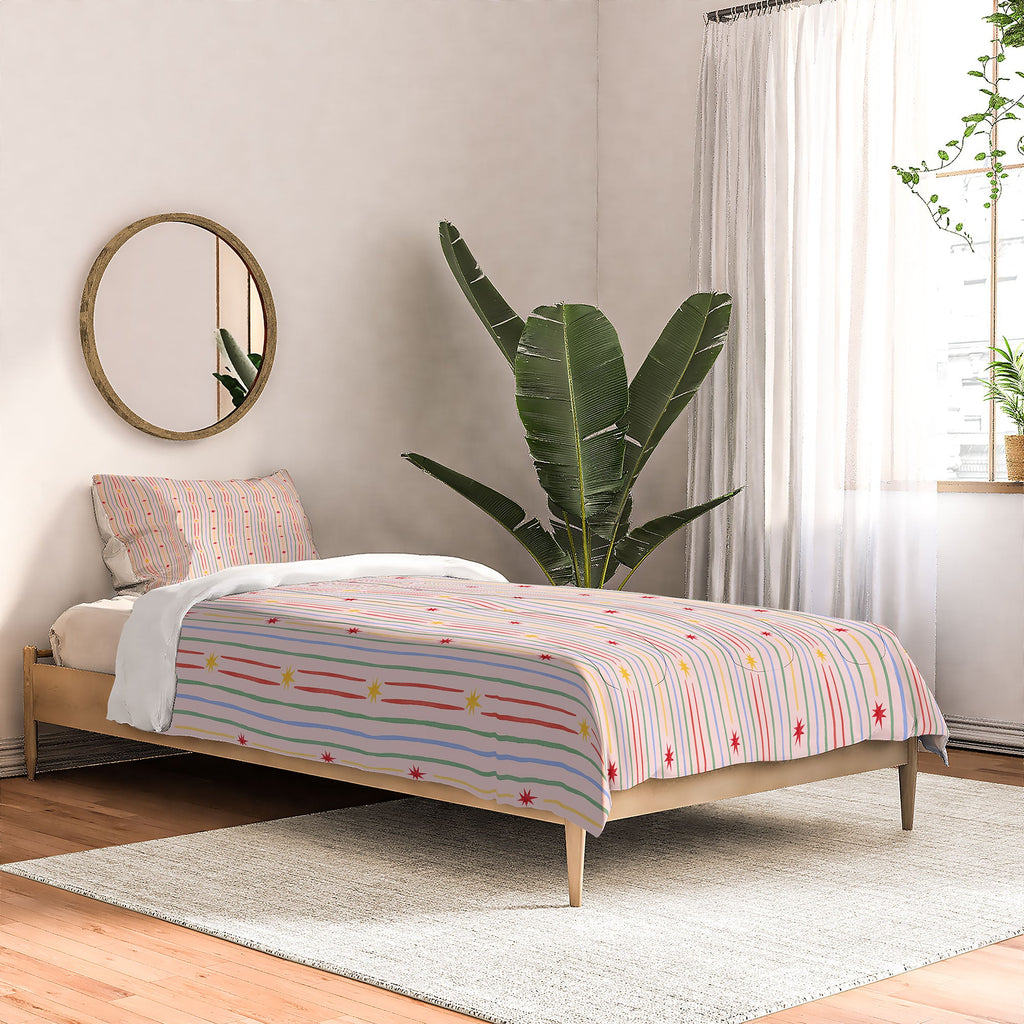 Love_Ryming Festive Starry Stripes Comforter