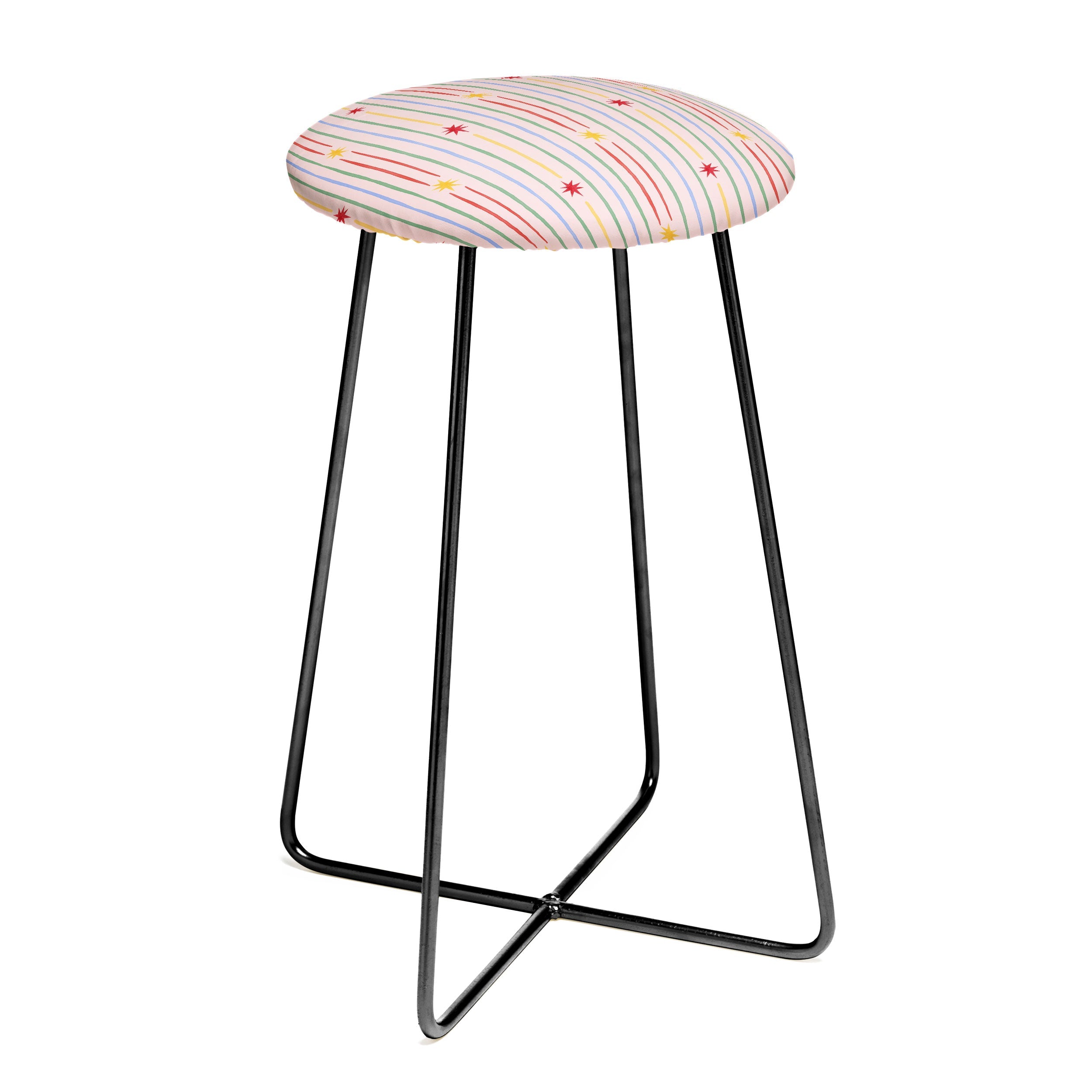 Love_Ryming Festive Starry Stripes Counter Stool