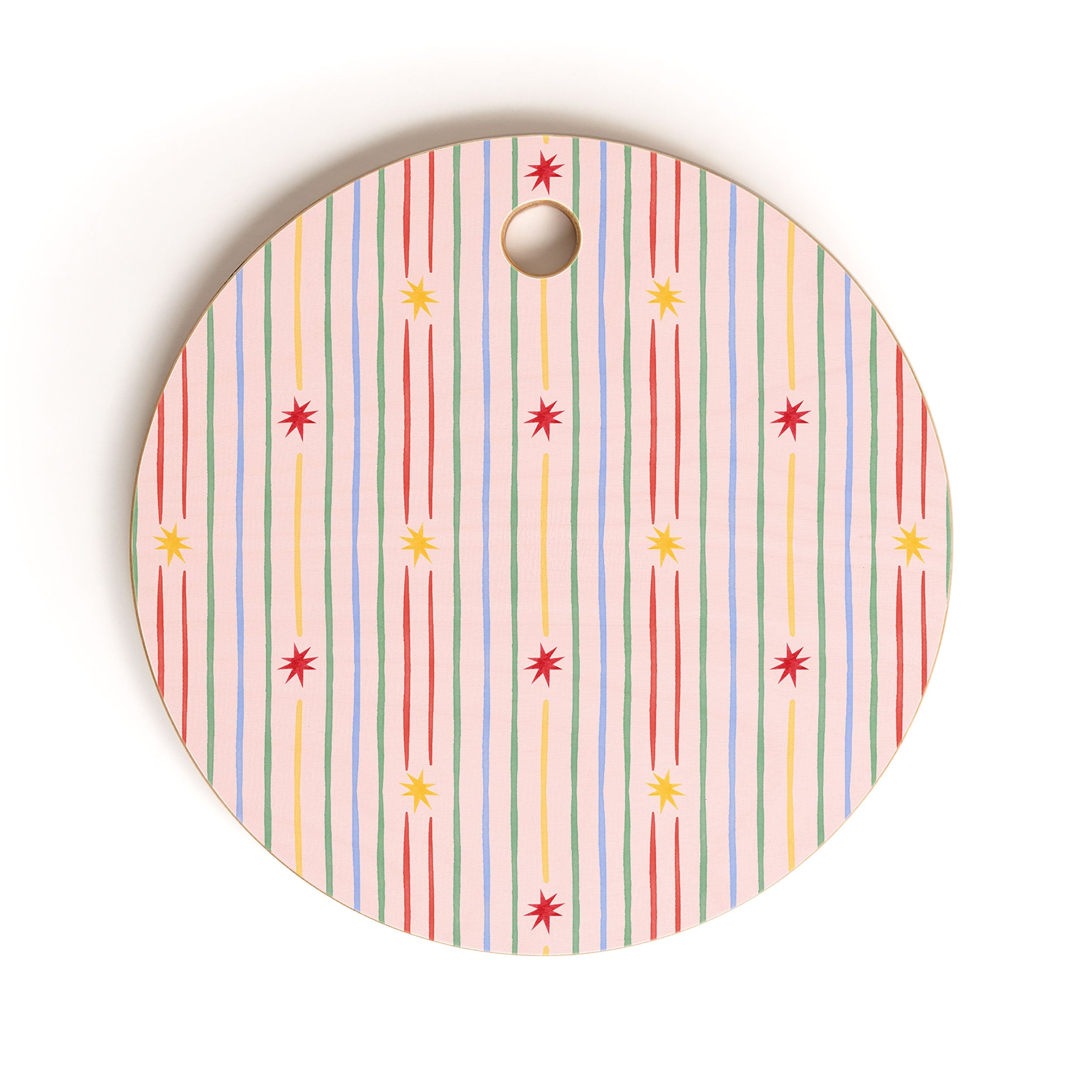 Love_Ryming Festive Starry Stripes Cutting Board Round