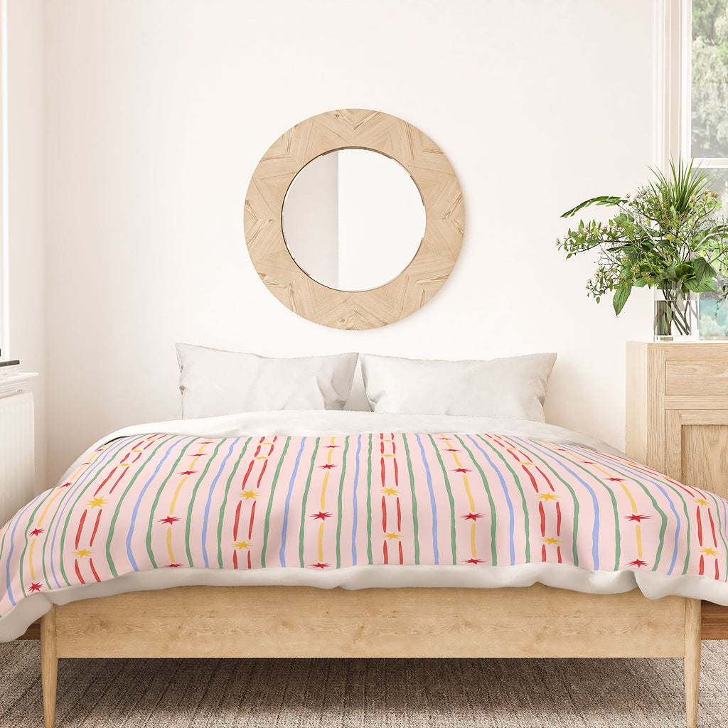 Love_Ryming Festive Starry Stripes Duvet Cover