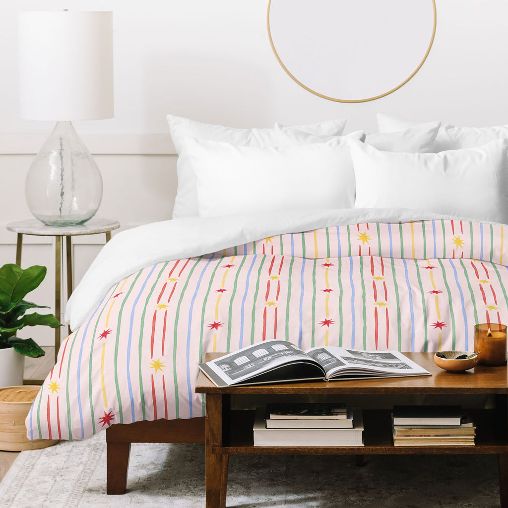 Love_Ryming Festive Starry Stripes Duvet Cover