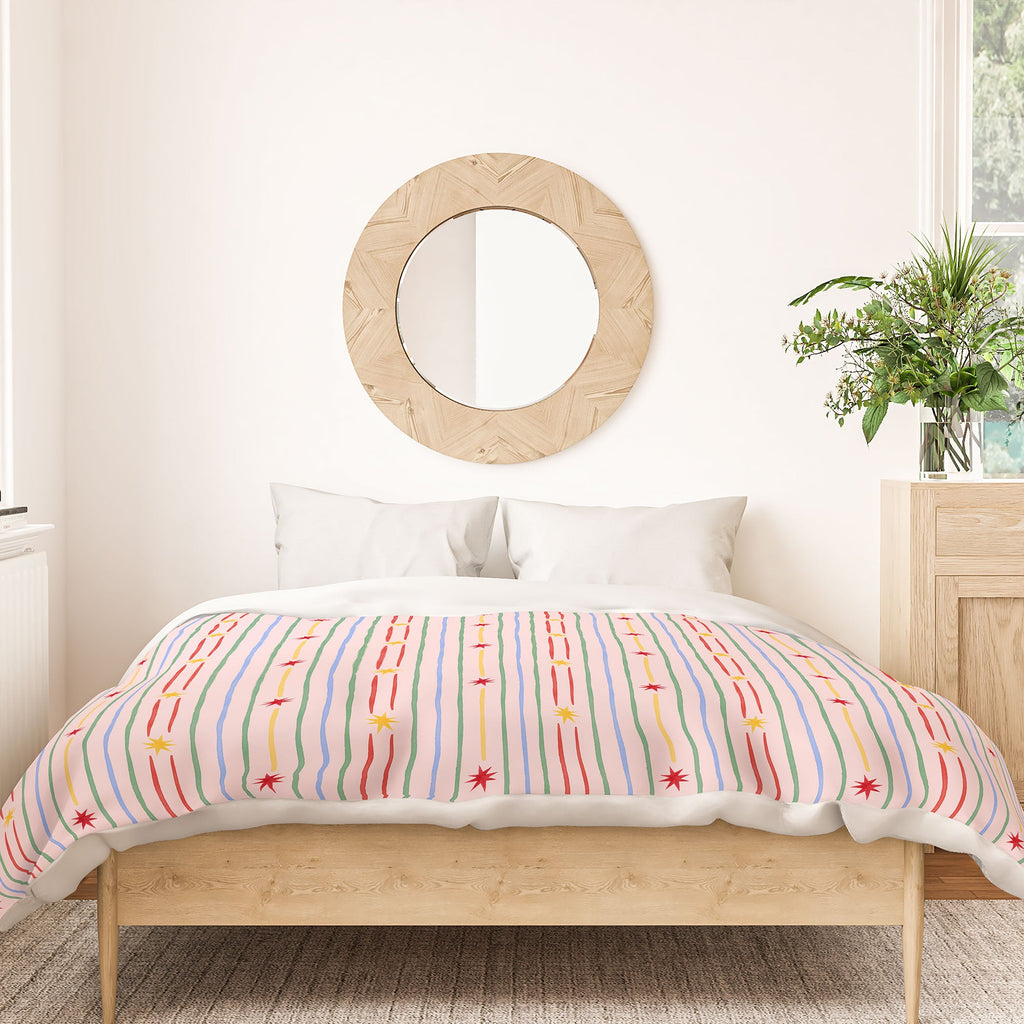 Love_Ryming Festive Starry Stripes Duvet Cover