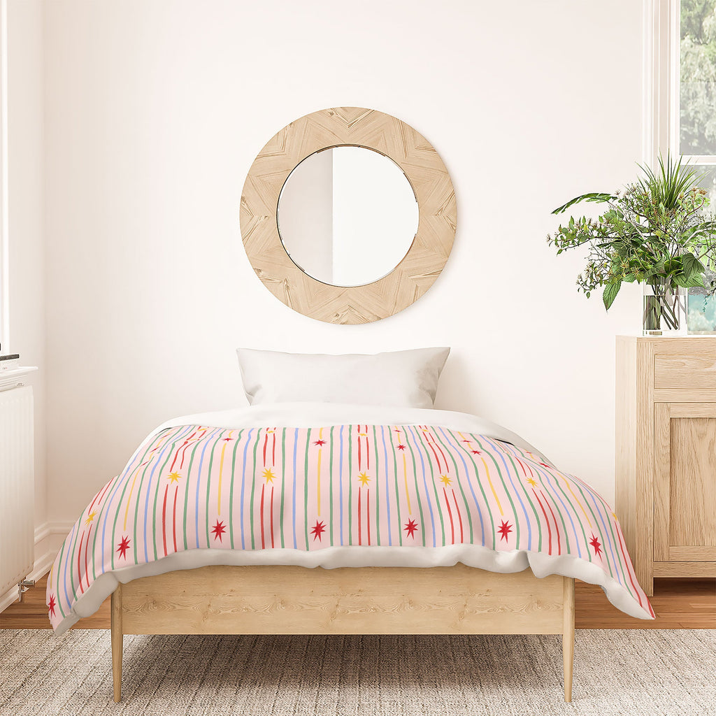 Love_Ryming Festive Starry Stripes Duvet Cover