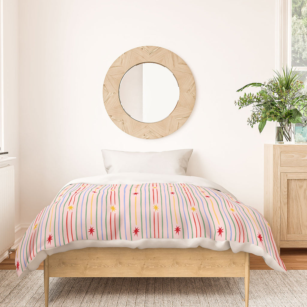 Love_Ryming Festive Starry Stripes Duvet Cover