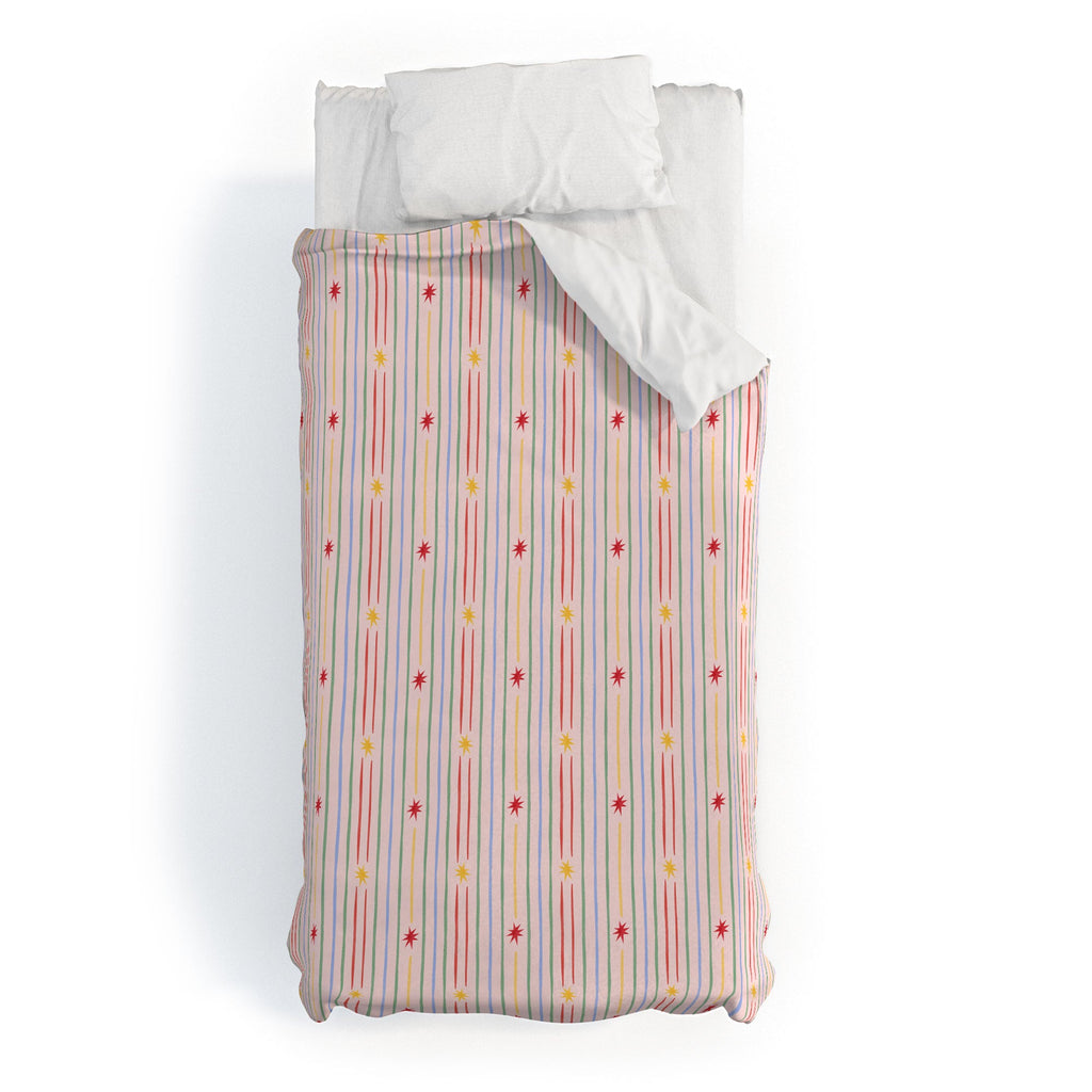 Love_Ryming Festive Starry Stripes Duvet Cover
