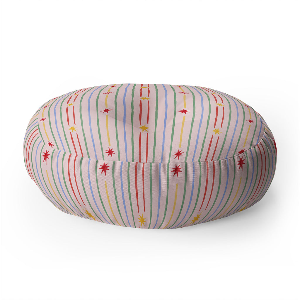 Love_Ryming Festive Starry Stripes Floor Pillow Round