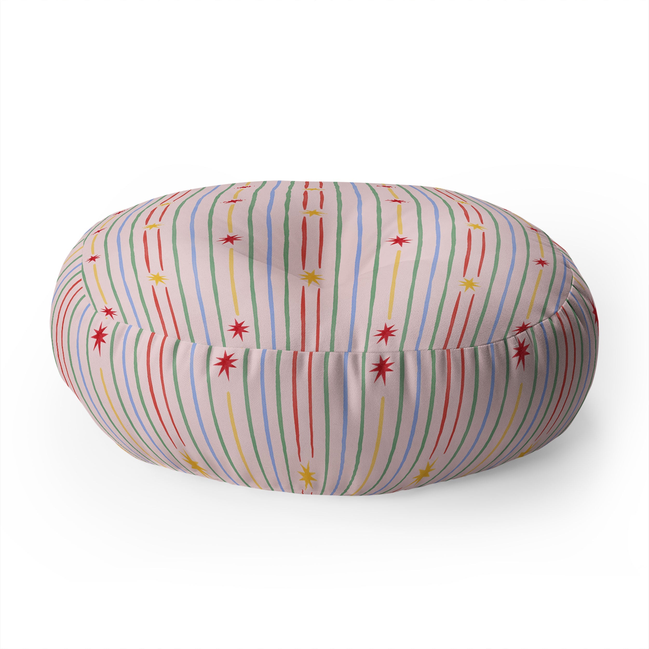 Love_Ryming Festive Starry Stripes Floor Pillow Round