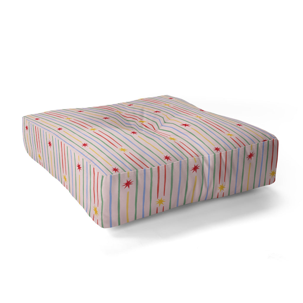 Love_Ryming Festive Starry Stripes Floor Pillow Square