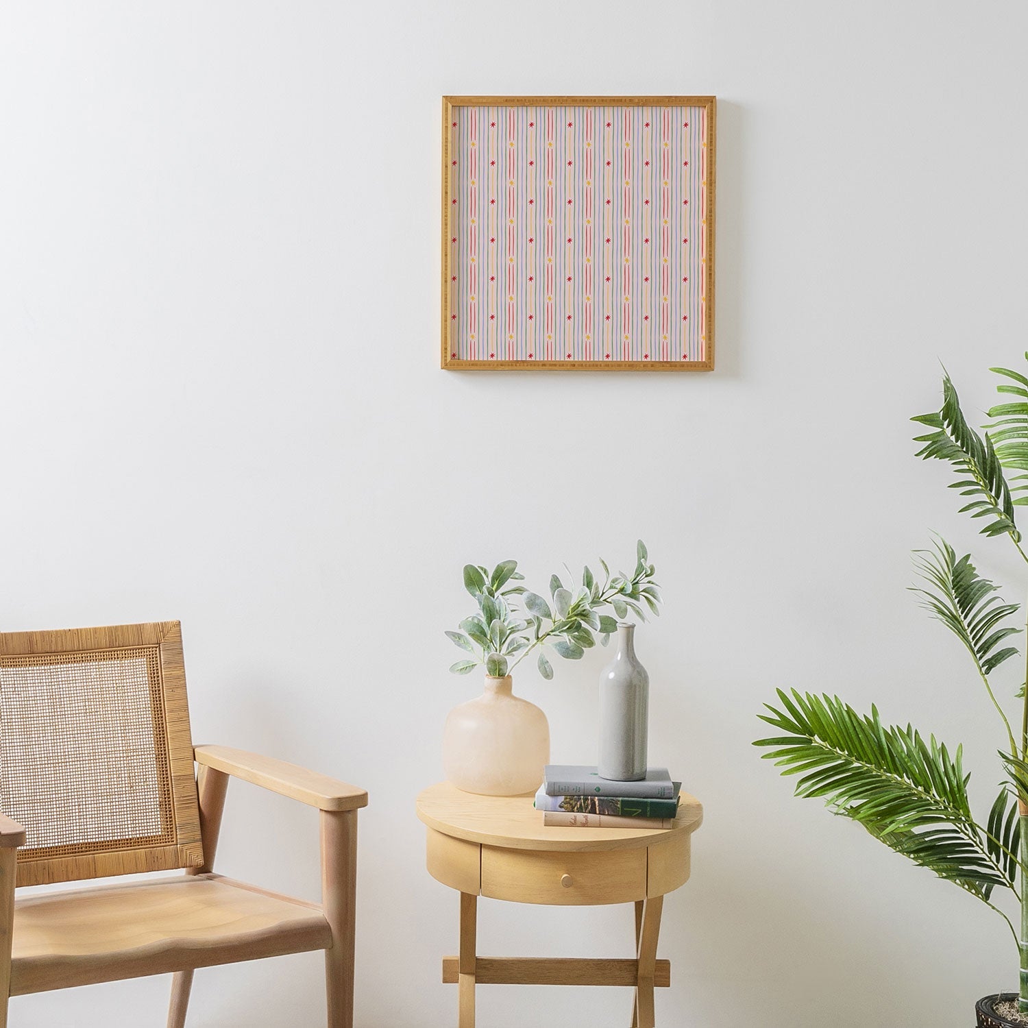 Love_Ryming Festive Starry Stripes Framed Wall Art
