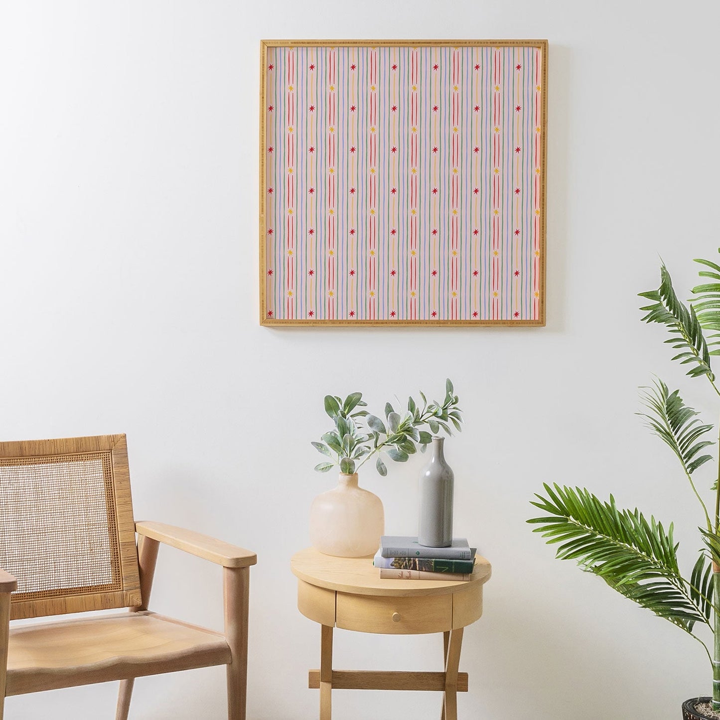 Love_Ryming Festive Starry Stripes Framed Wall Art